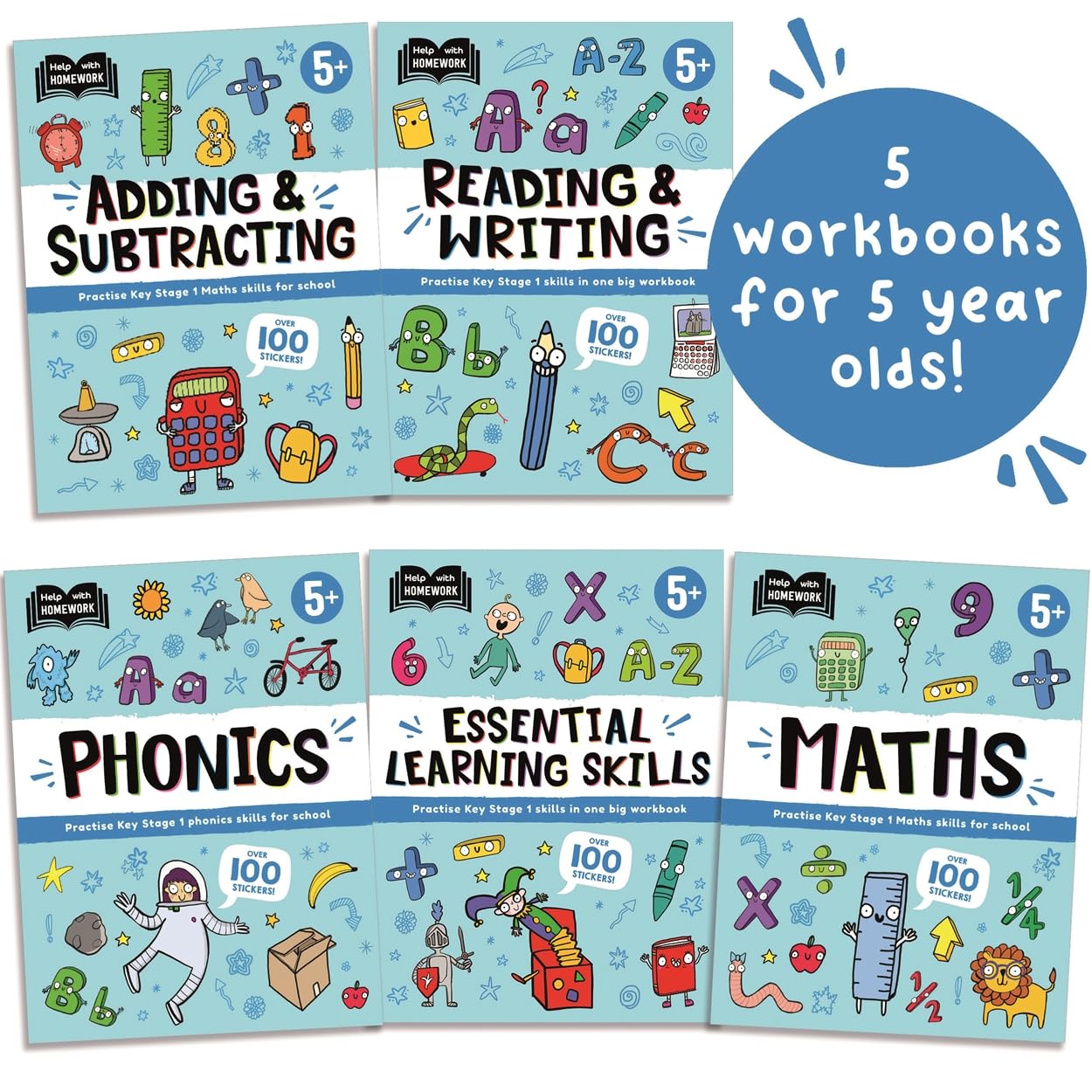 Help With Homework Age 5+ (5 workbooks to practise essential Key Stage 1 skills)