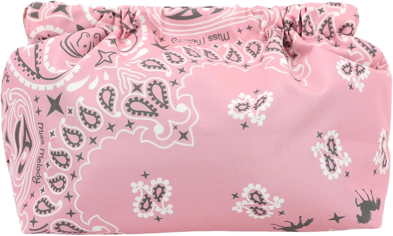 Depesche 12872 Miss Melody Bandana - Cosmetic Bag in Pink and with Bandana Pattern, Bag with Clasp Closure