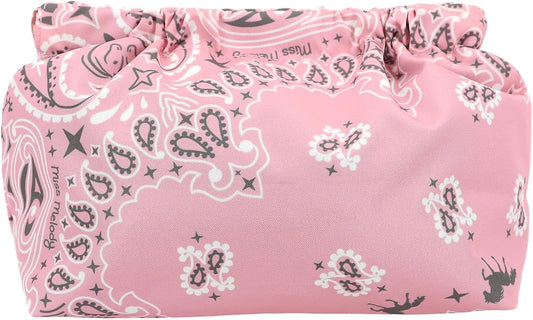 Depesche 12872 Miss Melody Bandana - Cosmetic Bag in Pink and with Bandana Pattern, Bag with Clasp Closure