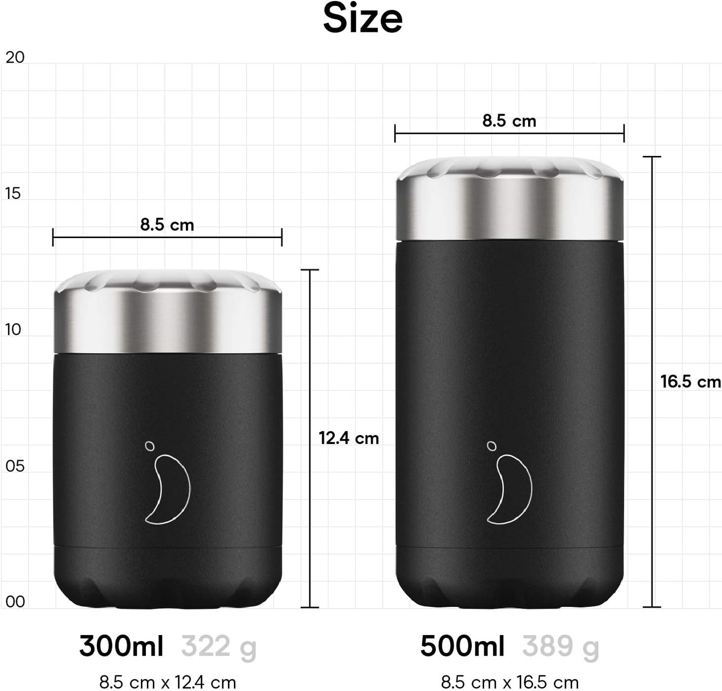 Chilly's Storage Containers, Leak-Proof Reusable Premium Stainless Steel Food Container, Double-Wall Insulated for Storing Hot or Cold Lunch