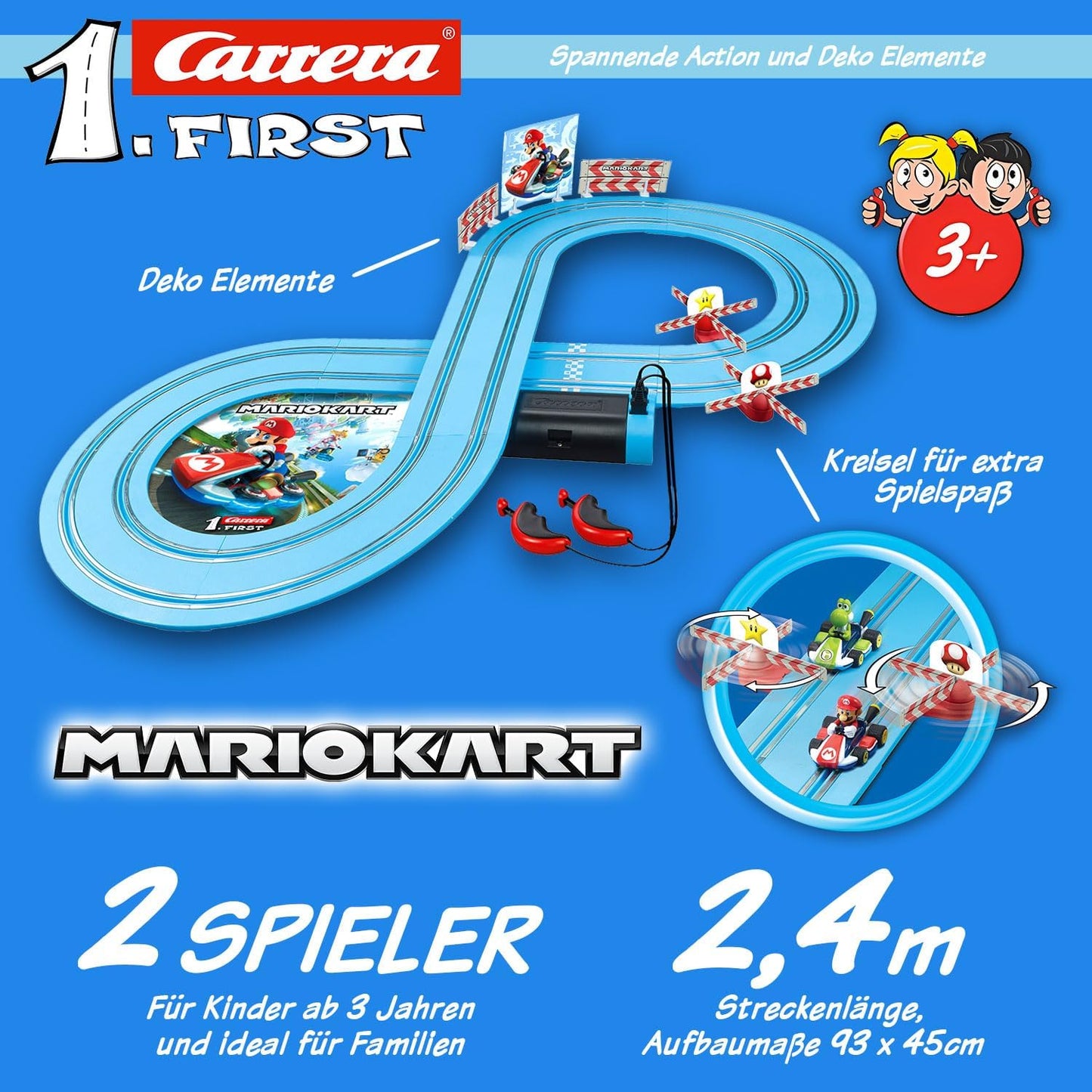 Carrera First Nintendo Mario KartTM 20063026 Racing Track Set, 2.4 Metres, from 3 Years, Single, multicoloured