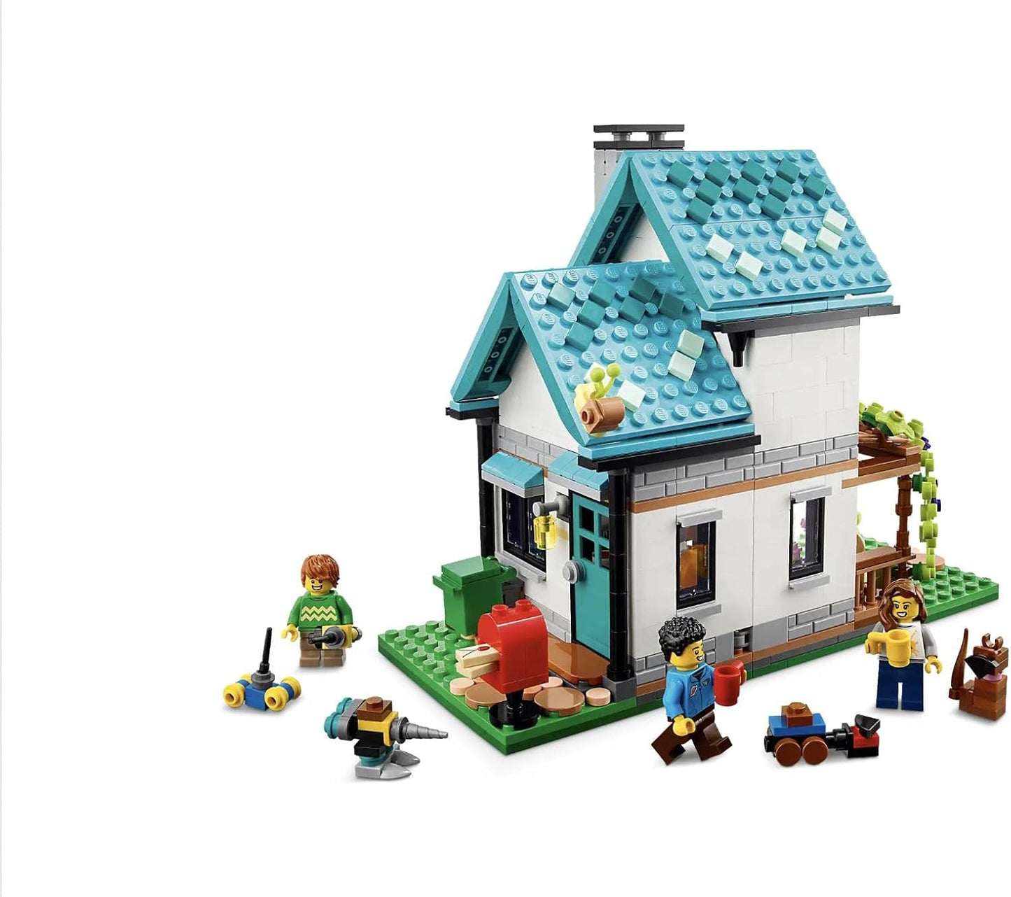 LEGO Creator 3in1 Gemütliches Haus Set, Modellbausatz mit 3 verschiedenen Häusern plus Familien-Minifiguren und Zubehör, Geschenk für Kinder, Jungen und Mädchen 31139