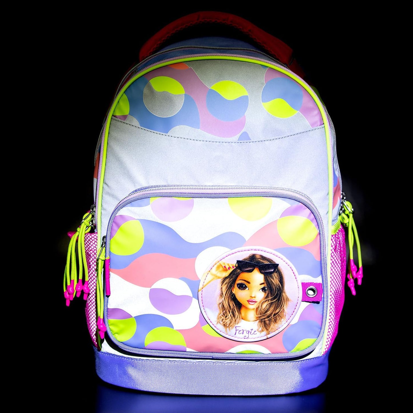 Depesche TOPModel Flash 12738 School Backpack with Model Motif, Colourful Graphic Pattern Made of Reflective Material, School Bag with Adjustable Straps