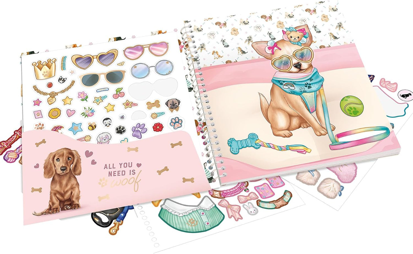 Depesche 12966 TOPModel Doggy Dress Me Up Sticker Book with 24 Pages of Pre-Printed Dog Motifs to Design Yourself Includes 11 Sticker Sheets