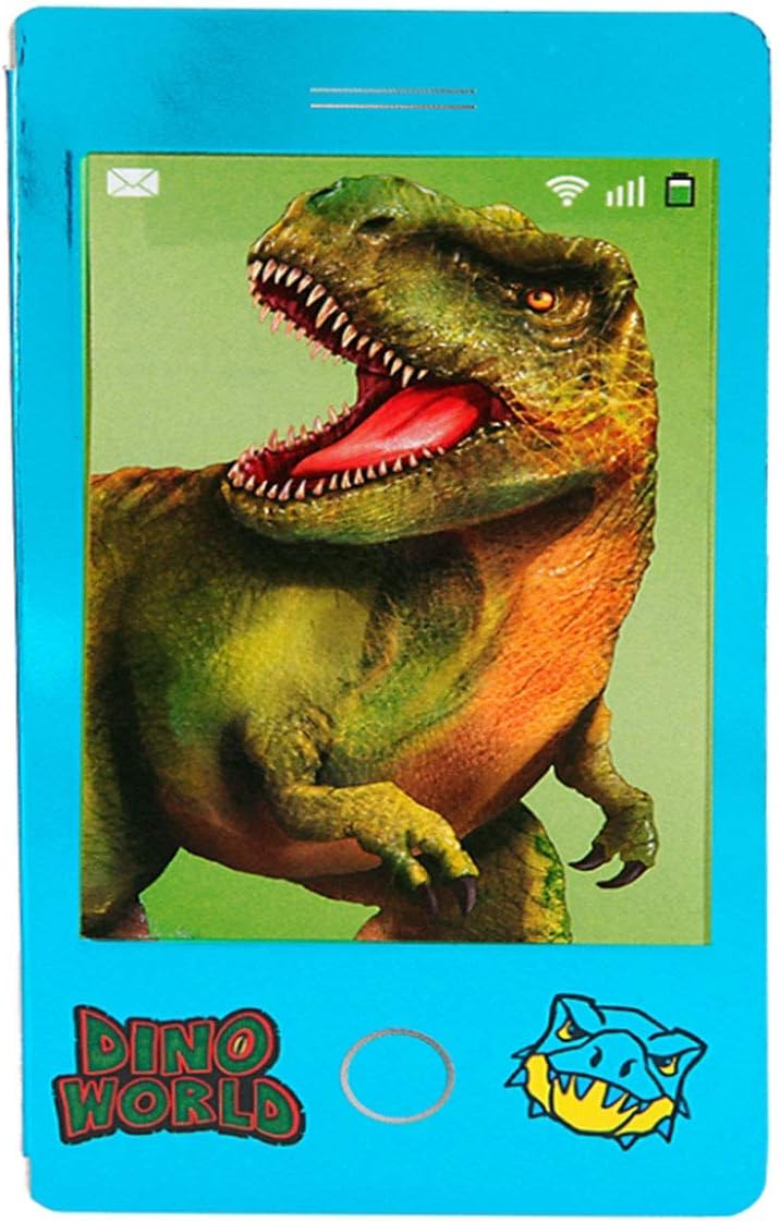 Depesche 11412 Mini Colouring Book, Dino World, Small Colouring Book in Mobile Phone Look with Dinosaur Wobble Picture, Approx. 13.8 x 7.2 x 0.5 cm, Assorted