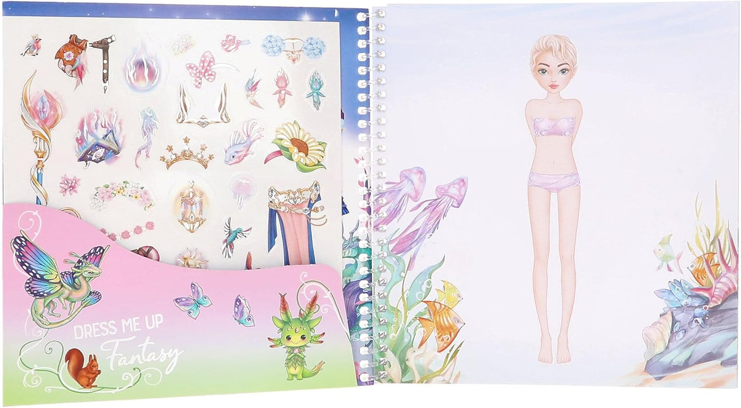 Depesche 13439 TOPModel Dress Me Up Fantasy Sticker Book with 24 Pre-Printed Pages to Design Yourself Includes 11 Sticker Sheets