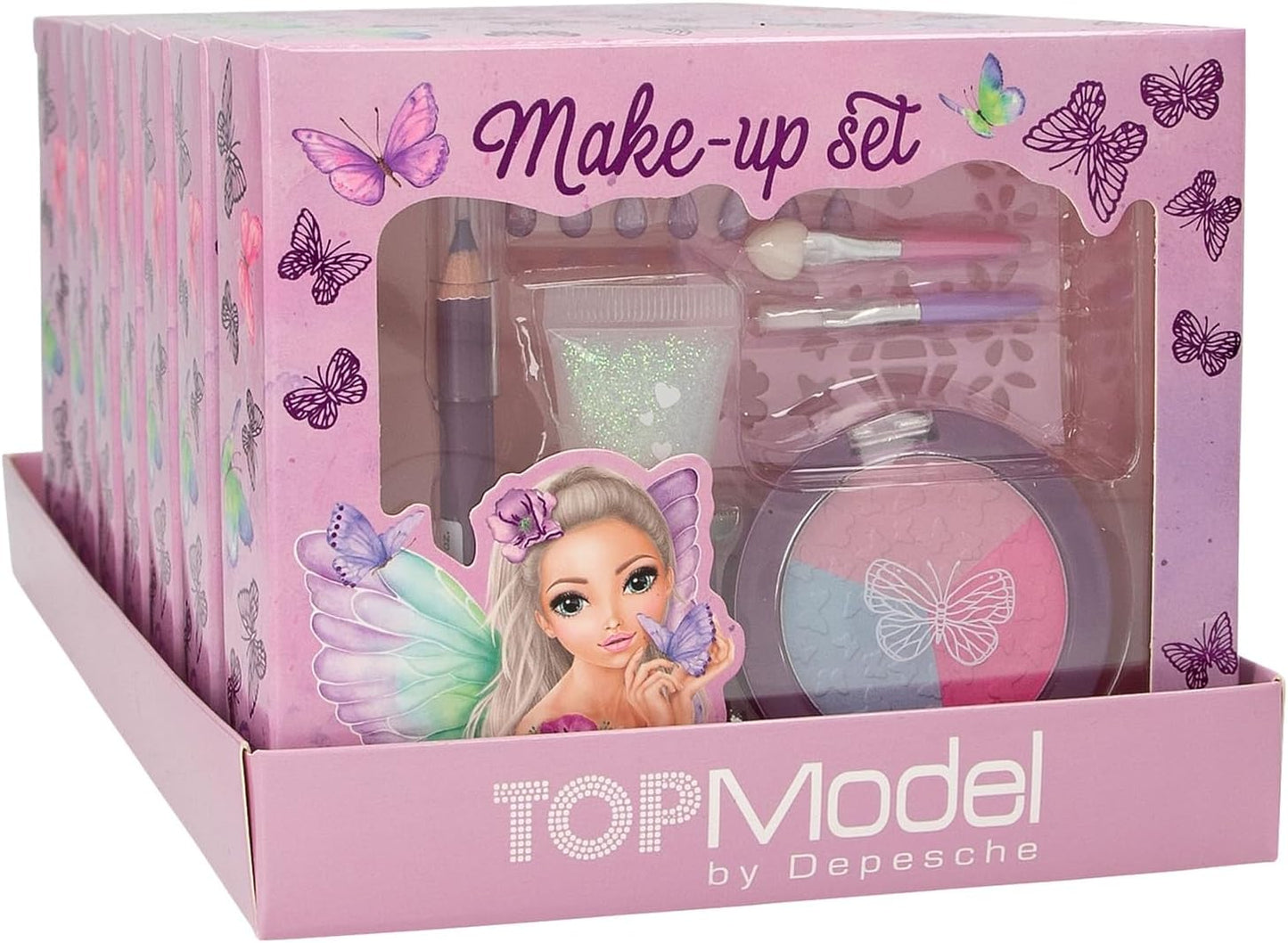 Depesche 12877 TOPModel Fairy Love - Make Up Set for Children with Eyeshadow, Make-Up Pen, Glitter Gel, Stencil and much more