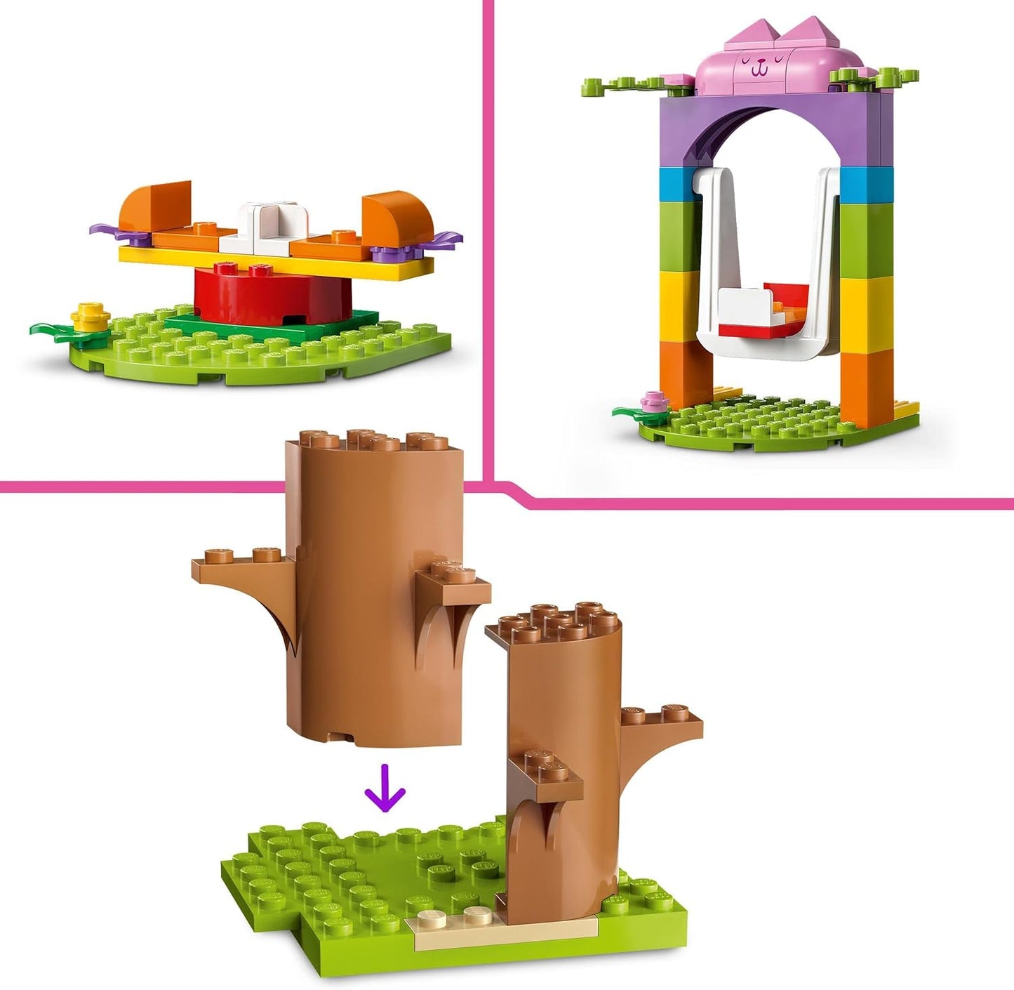 LEGO Gabby's Dollhouse Kitty Fairies Garden Party Dollhouse Toy Set with Gabby, Pandi and Kitty Fairy Figures with Tree House, Swing, Slide and Carousel, Gift for Girls, Boys, Children 10787