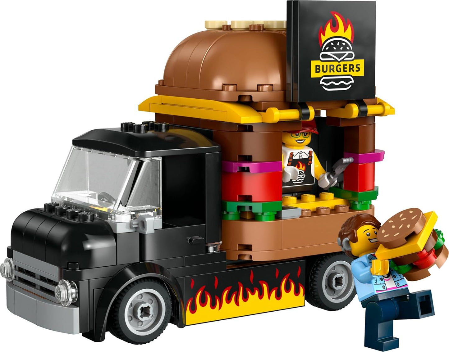 LEGO City 60404 Burger Truck, Construction Set with Toy Car for 5-Year-Old Children, Food Truck Mini Figure and Accessories, Funny Gift for Boys and Girls