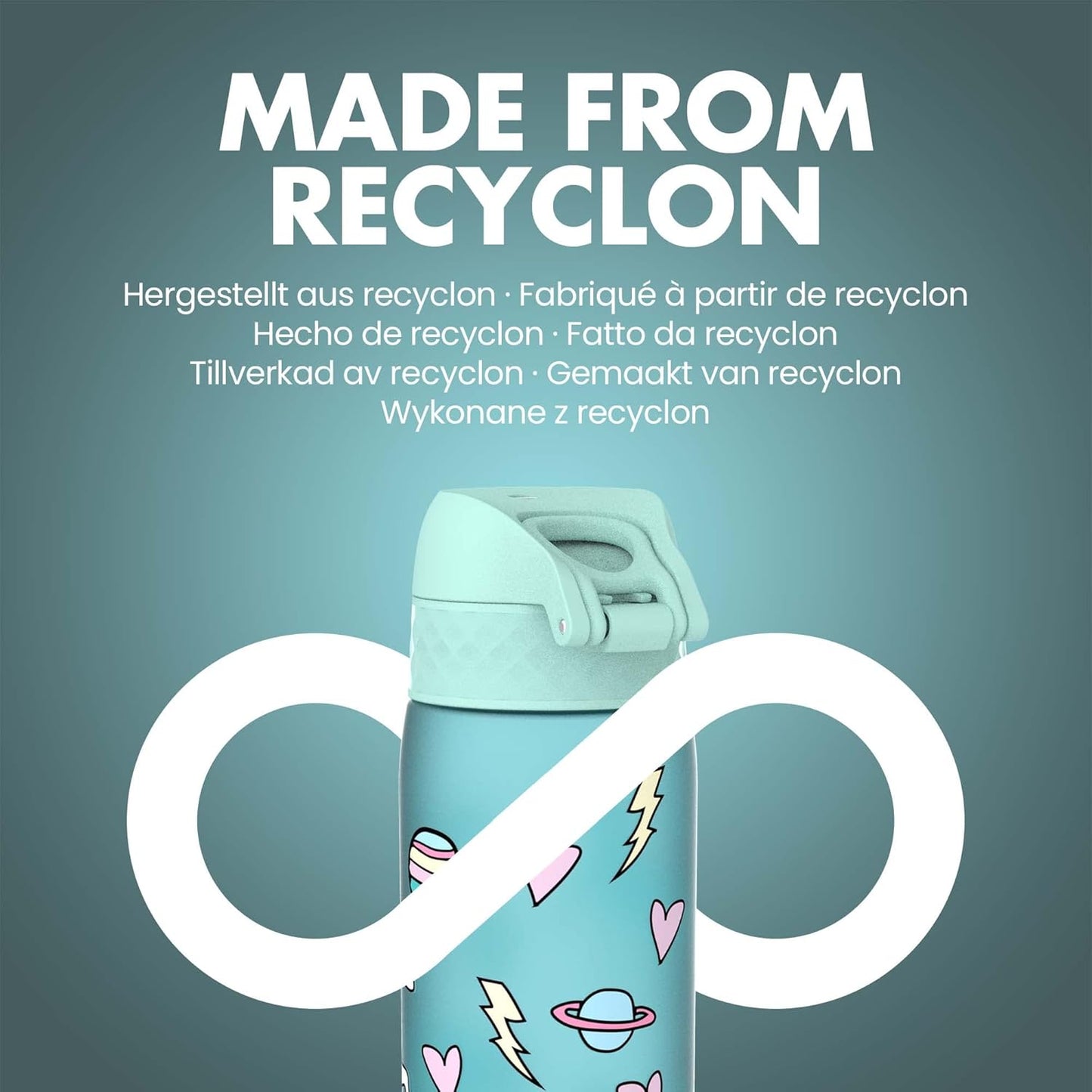 ion8 Leak-Proof Slim Water Bottle, BPA-Free, Planet Unicorns, 500ml