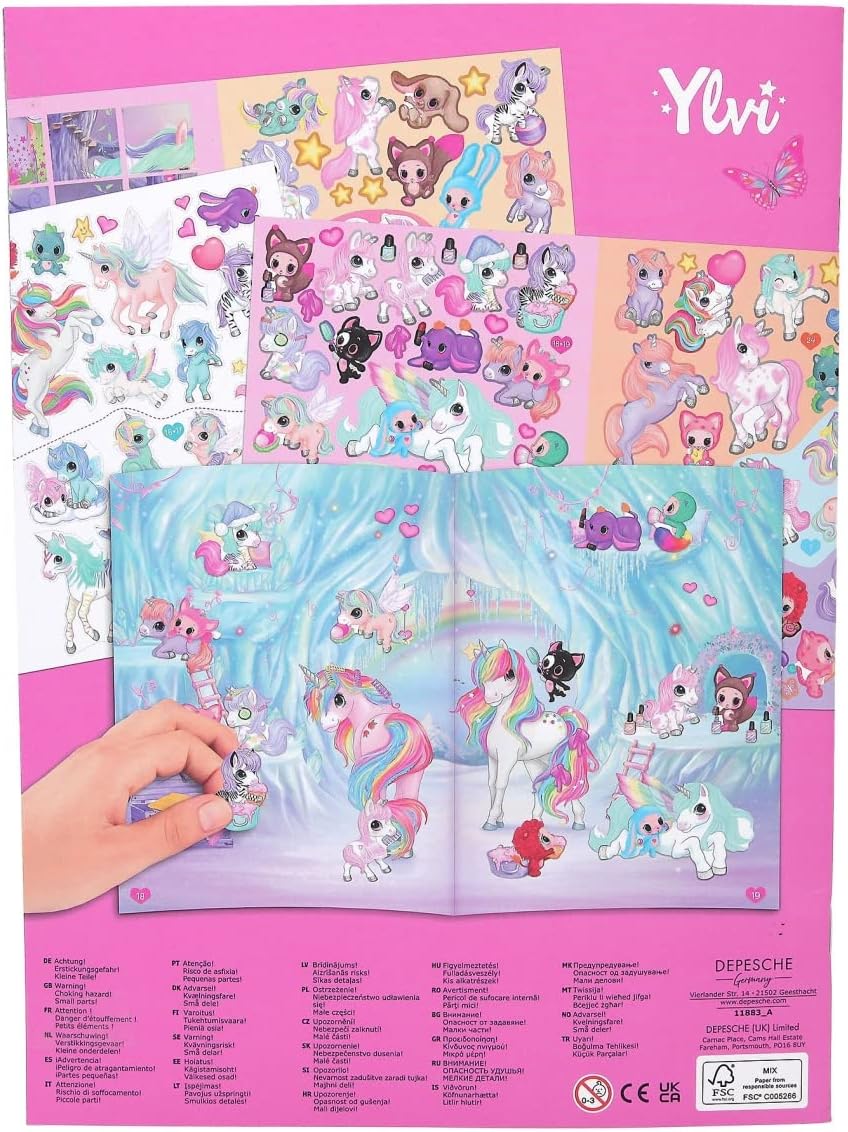 Depesche 11883 Ylvi Create Naya's World Sticker Book with 24 Pages Full of Unicorns, Rainbows and Many Dream World Scenes as well as 3 Double Pages with Colourful Stickers Dimensions: Approx. 30 x 22