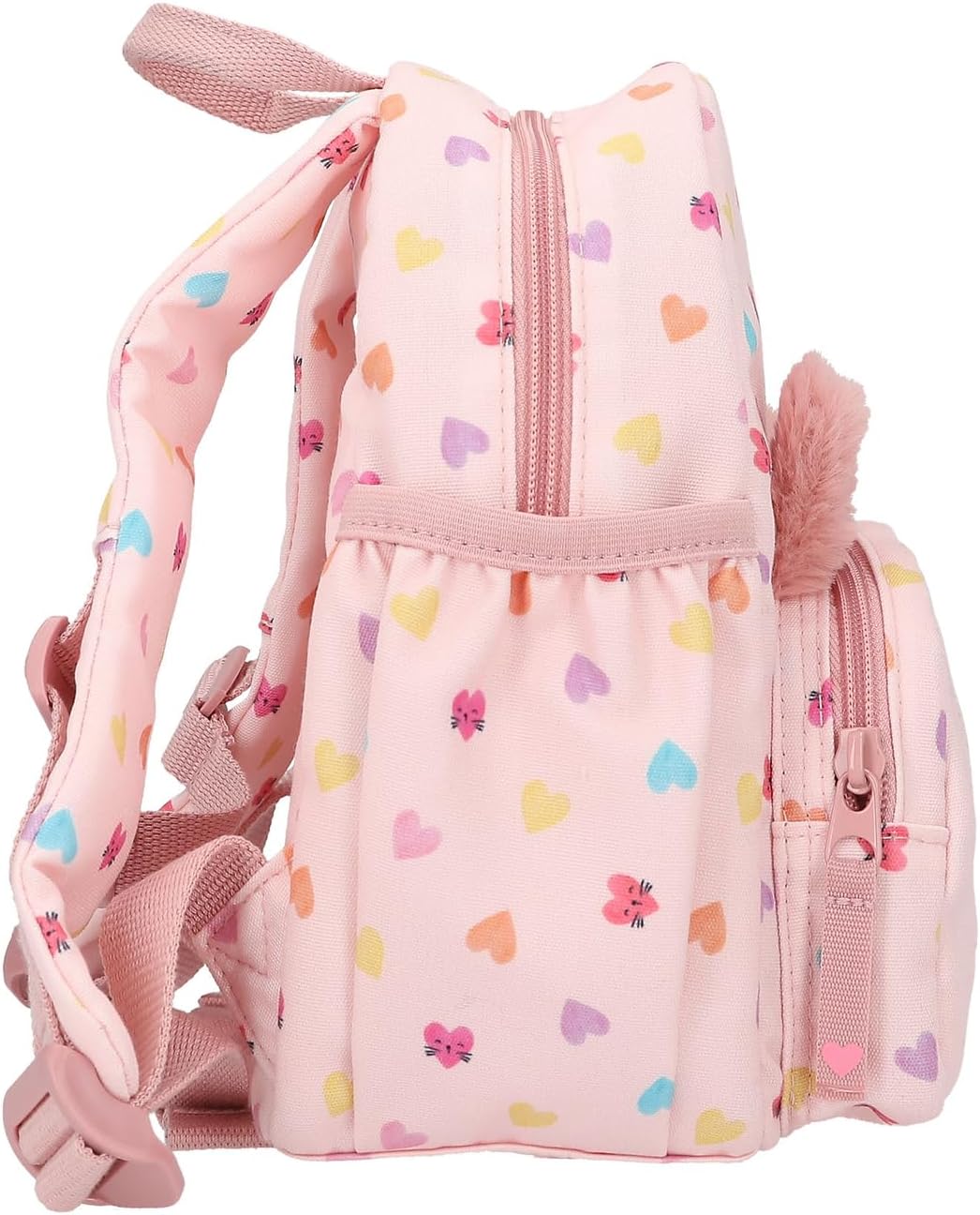 Depesche 12804 Princess Mimi Kitty Love Backpack in Pink with Cat Face and Ears, School Bag with Adjustable Straps and Pendant