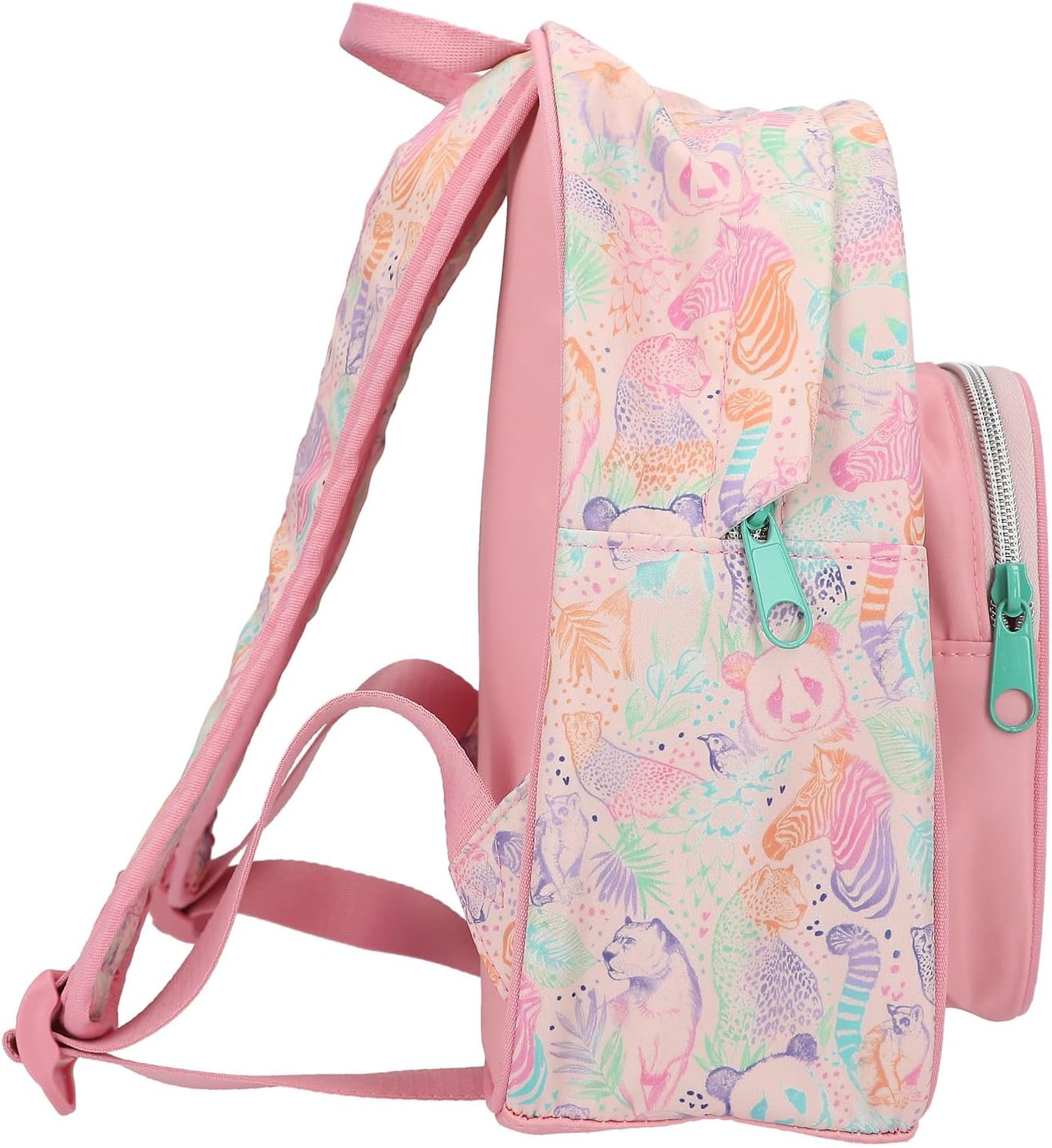 Depesche 12788 TOPModel Wild Backpack in Pink with Model Motif and Colourful Animal Pattern, Bag with Adjustable Straps