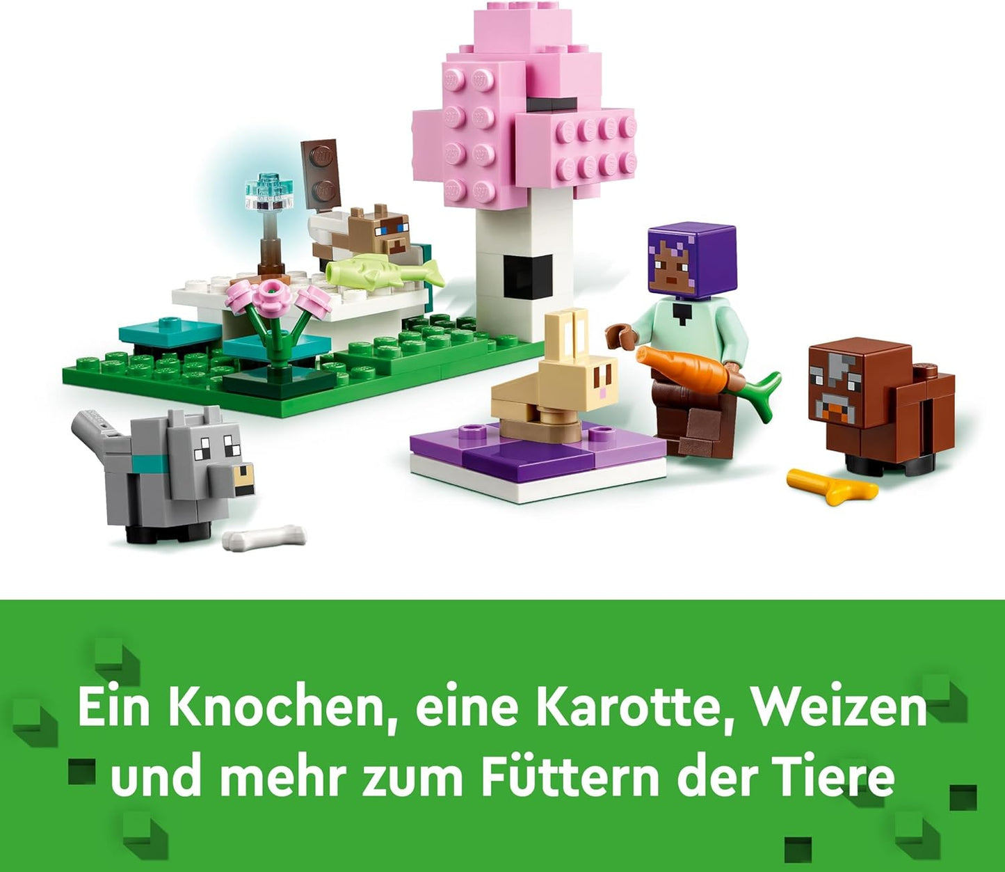 LEGO Minecraft The Animal Shelter, Toy with Many Animal Figures for Girls and Boys from 7 Years, Gift for Gamers and Children, Model Set of the Level Biome Made of Stones 21253