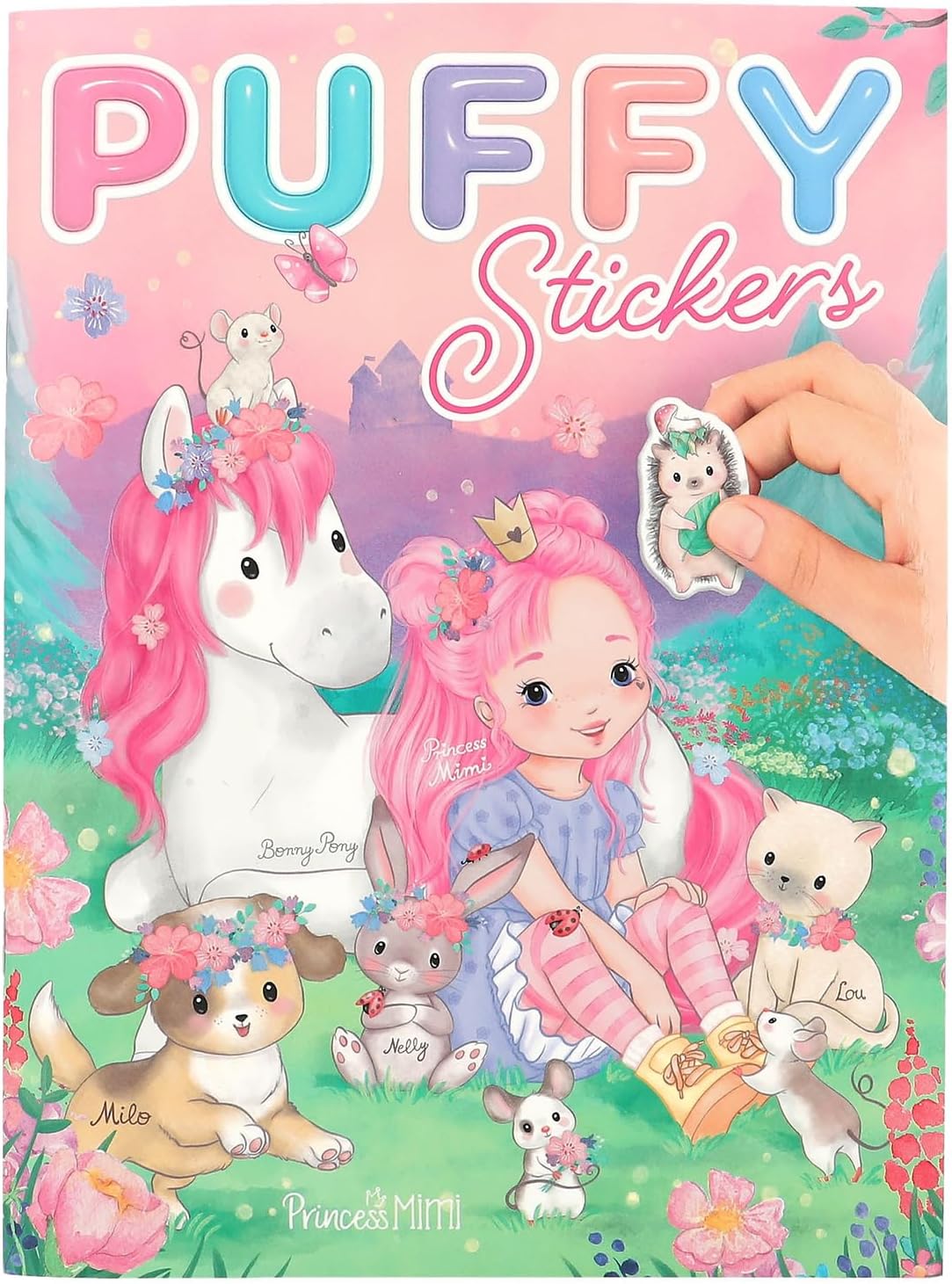 Depesche 12491 Princess Mimi Puffy Sticker Book with 20 Illustrated Background Pages to Design Yourself, Includes 4 Double Page Stickers