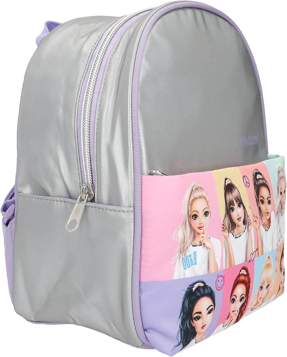 Depesche 12594 TOPModel Snap Shots Backpack in Purple and Silver with Model Motif, Bag with Adjustable Shoulder Straps