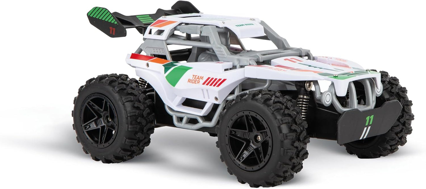 Carrera RC I 2.4GHz Team Rider I RC Buggy with Full Driving and Steering Function I Full Suspension I Pneumatic Tyres I Fun for Outdoor Adventures in the Garden or Park I Suitable for Children from 6