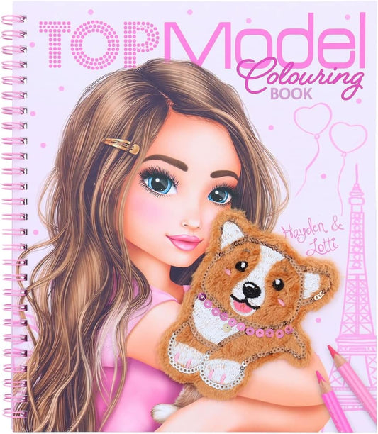 Depesche 12083 TOPModel Corgi Colouring Book Set with 20 Double Printed Pages for Designing Model and Dog Motifs, Colouring Book with Sticker Sheet and Much More