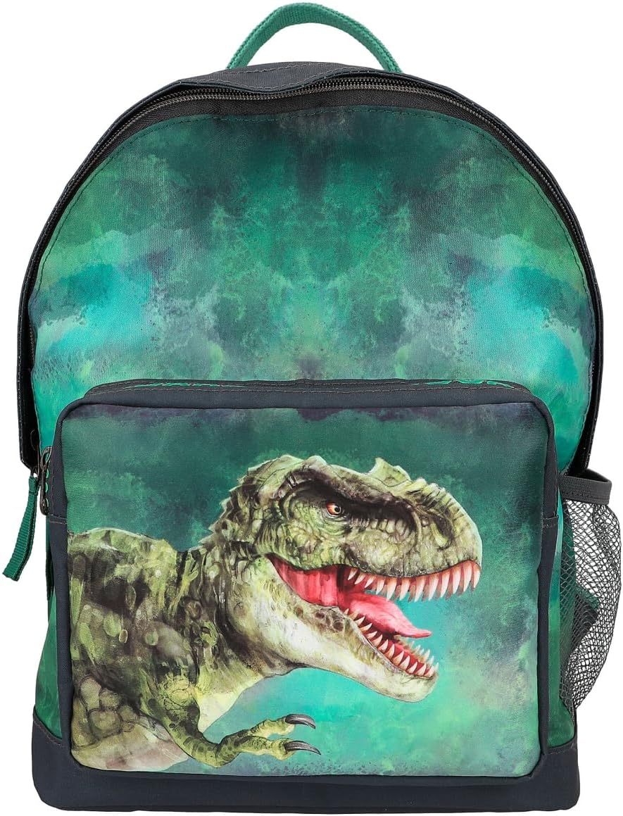 Depesche 12476 Dino World Backpack in Grey for Children with T-Rex Motif, Bag with Adjustable Straps