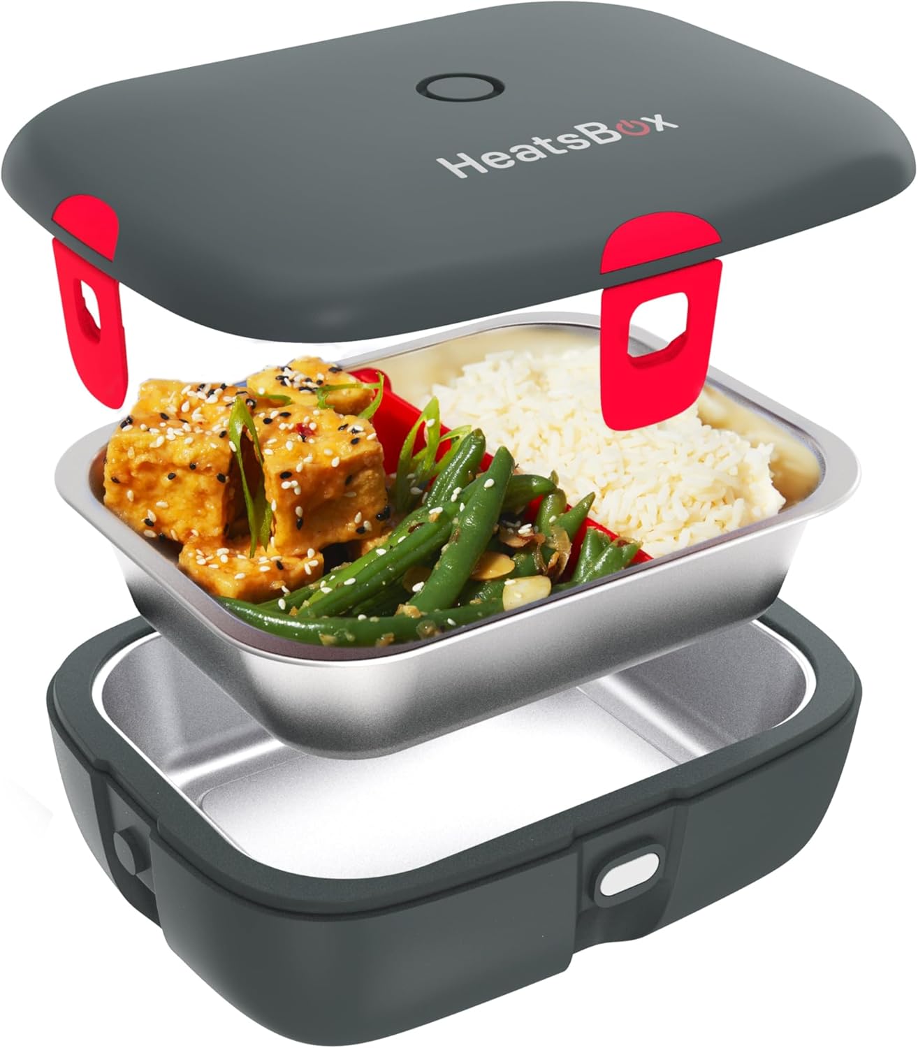 FAITRON HeatsBox Style+, Thermal Food Container, Electric Lunch Box with App Operation, Leak-proof Lunch Box with Stainless Steel Inner Shell and Transport Lid, Warming Box for Food, 102 Watt