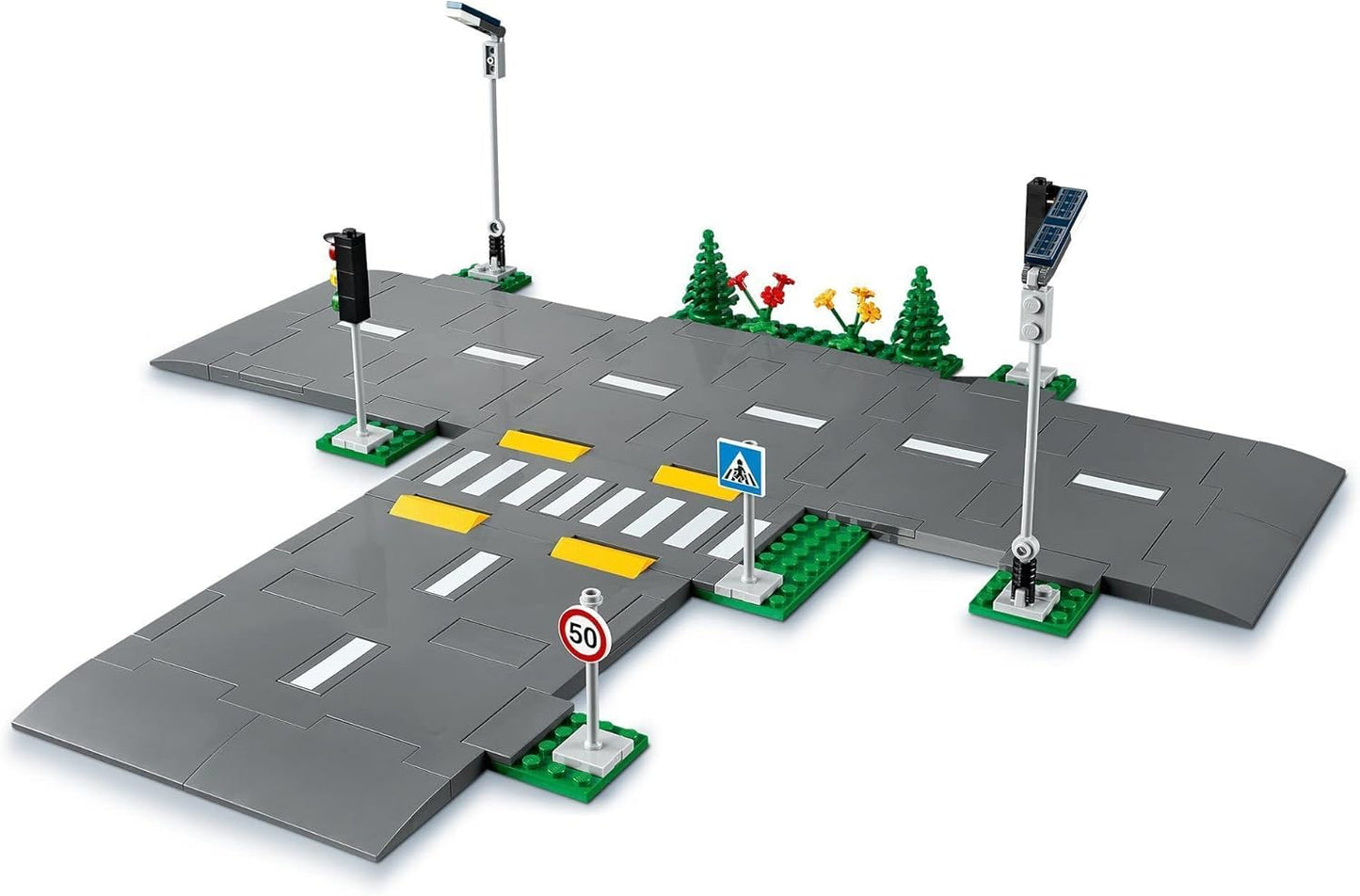 LEGO 60304 City Road Plates Kit with Traffic Lights, Building Kit with Glow in the Dark Stones