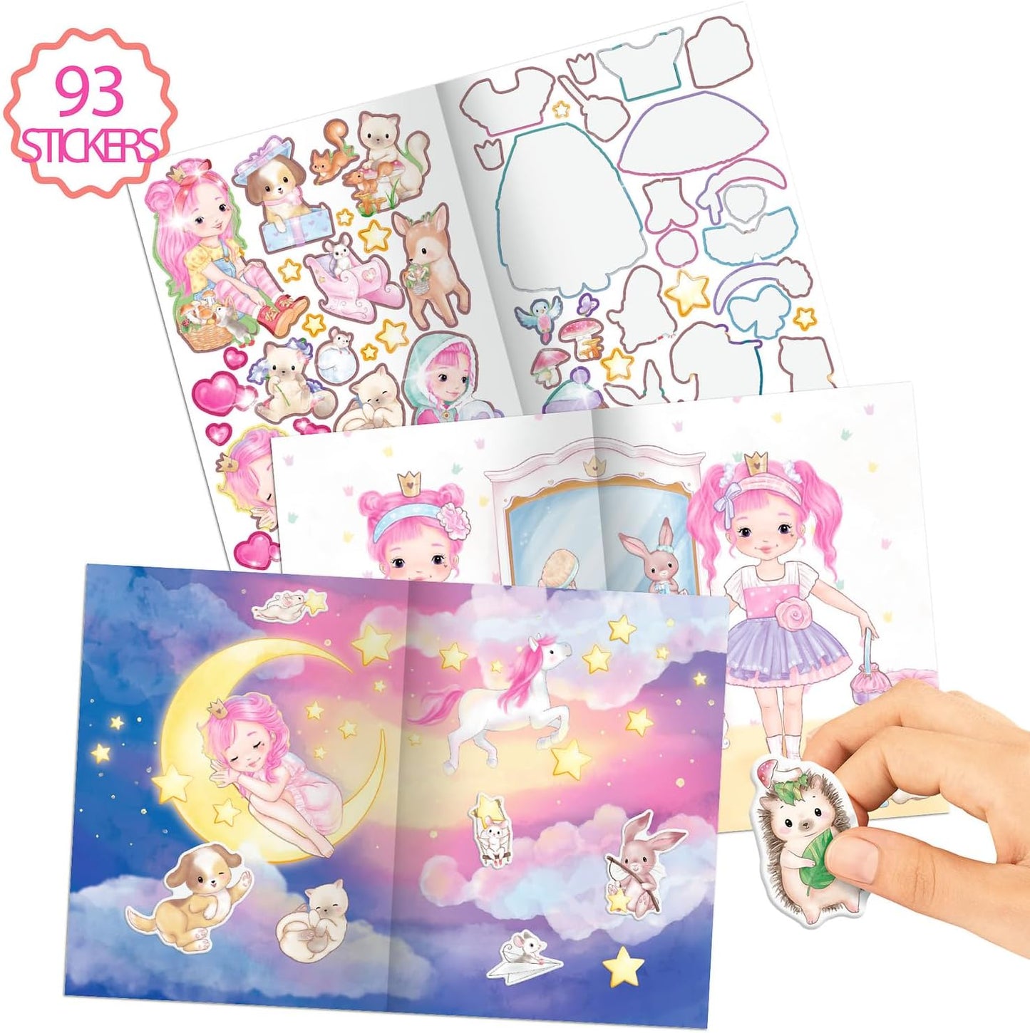 Depesche 12491 Princess Mimi Puffy Sticker Book with 20 Illustrated Background Pages to Design Yourself, Includes 4 Double Page Stickers