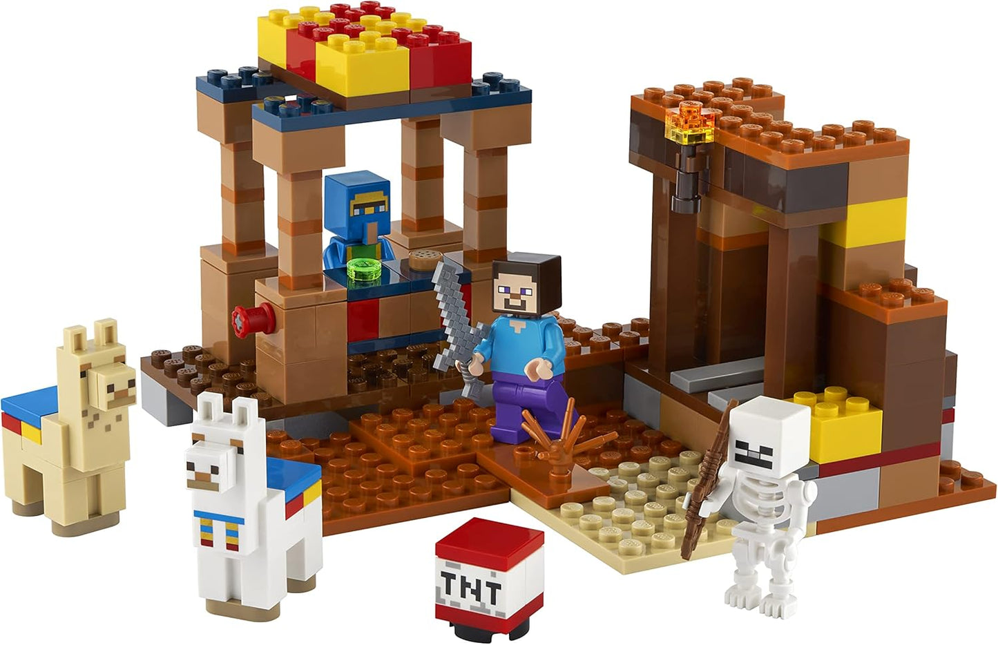 LEGO 21167 Minecraft The Trade Place, Building Kit with Steve, Skeleton and Llamas Figures Toys for Boys and Girls from 8 Years