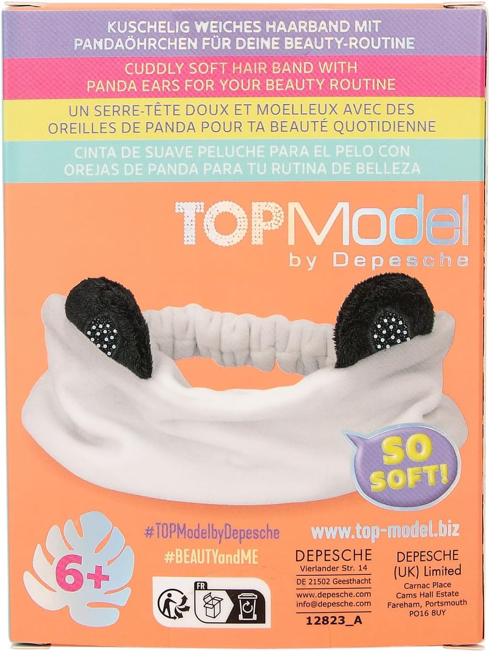 Depesche 12823 TOPModel Beauty and Me Cosmetic Hair Band Soft Material White with Black Panda Ears Headband for Skin Route