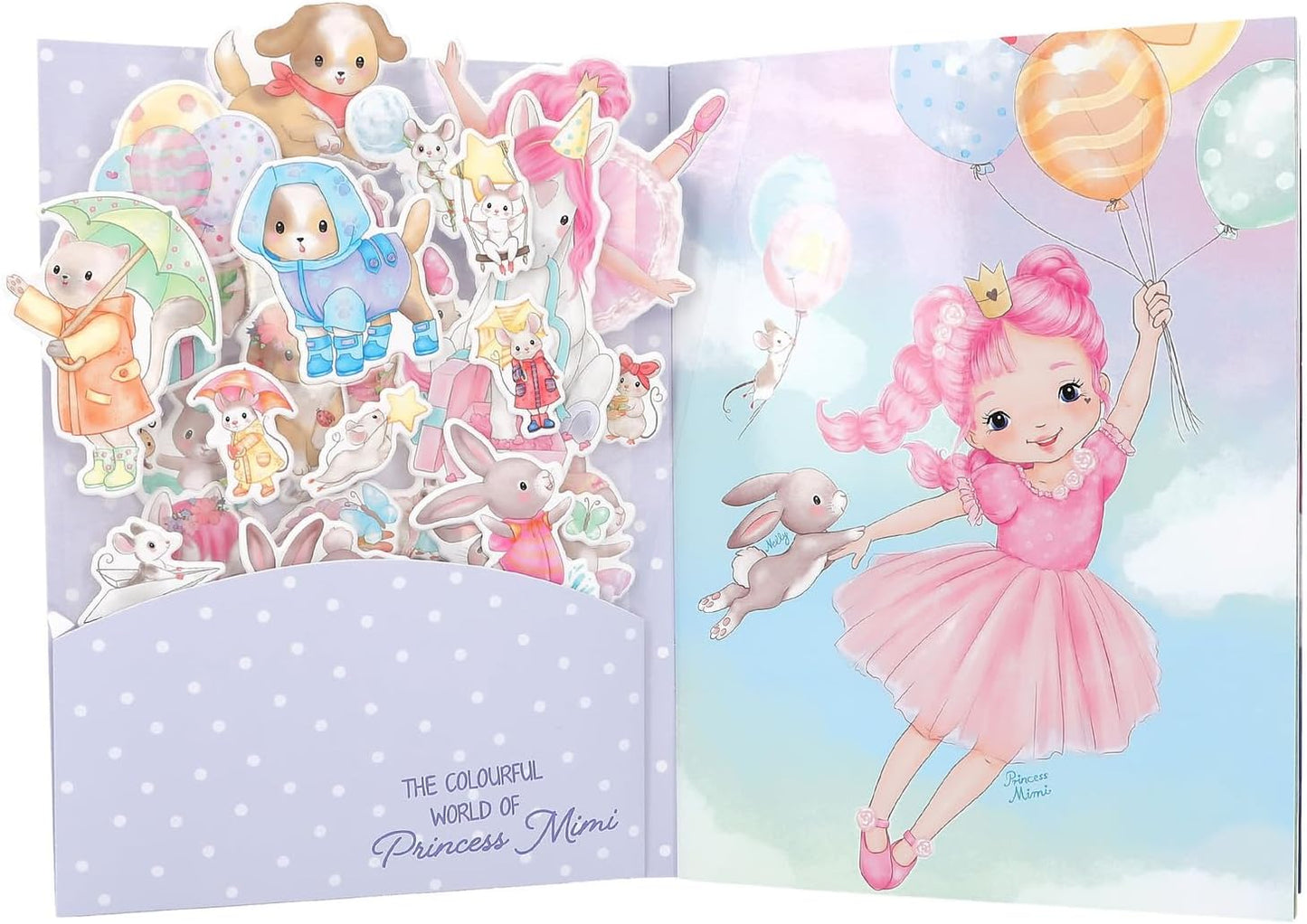 Depesche 12491 Princess Mimi Puffy Sticker Book with 20 Illustrated Background Pages to Design Yourself, Includes 4 Double Page Stickers