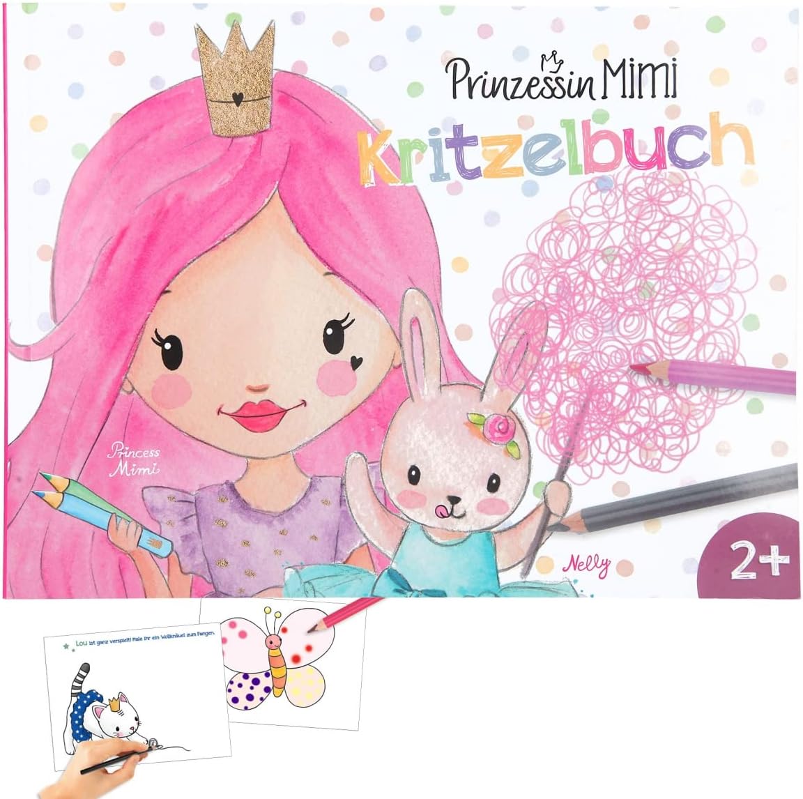 Depesche 12012 Princess Mimi - Doodle Colouring Book with 48 Pages to Design and Complement Many Princess and Pony Motifs, Colouring Book with Pre-Printed Pictures, Small Texts and Painting Tasks