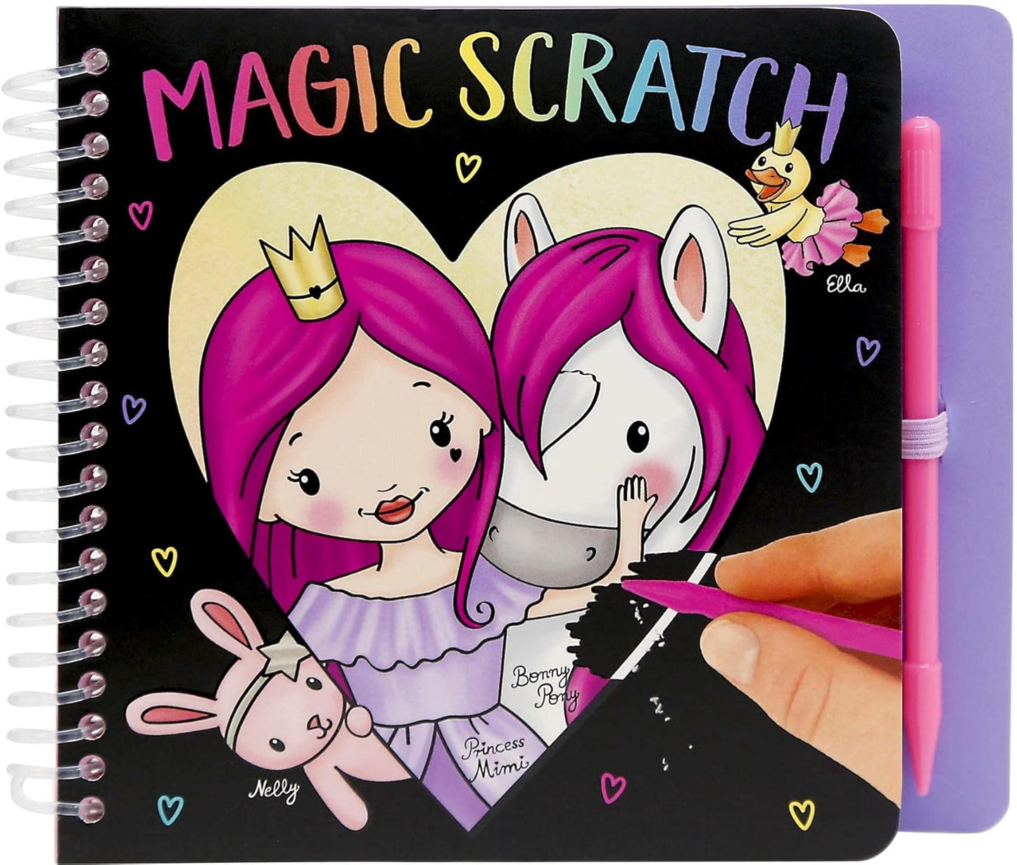 Depesche 11413 Princess Mimi Mini Magic Scratch Book with 20 Pages, Magical Motifs for Scratching, Includes Pen, Approx. 15.3 x 13.3 x 1.8 cm