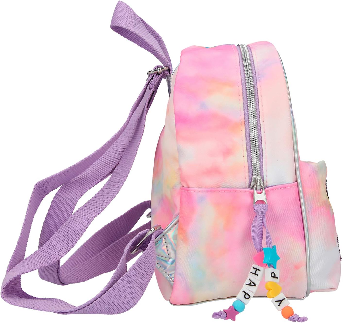 Depesche Miss Melody 11061 Backpack in Pink Tie Dye Look with Horse Made of Sequins, Approx. 22.5 x 14 x 19.5 cm, Ideal for Nursery, School and Leisure