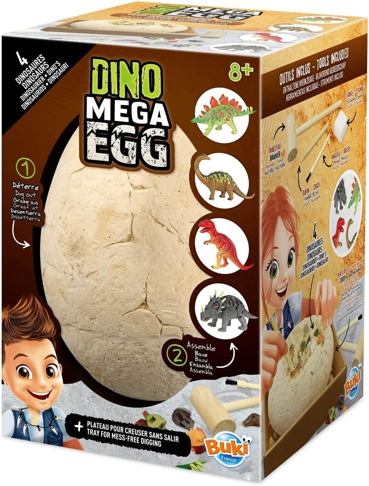 BUKI France 2137 Giant Dinosaur Egg 18 cm 10 cm Multi-Coloured