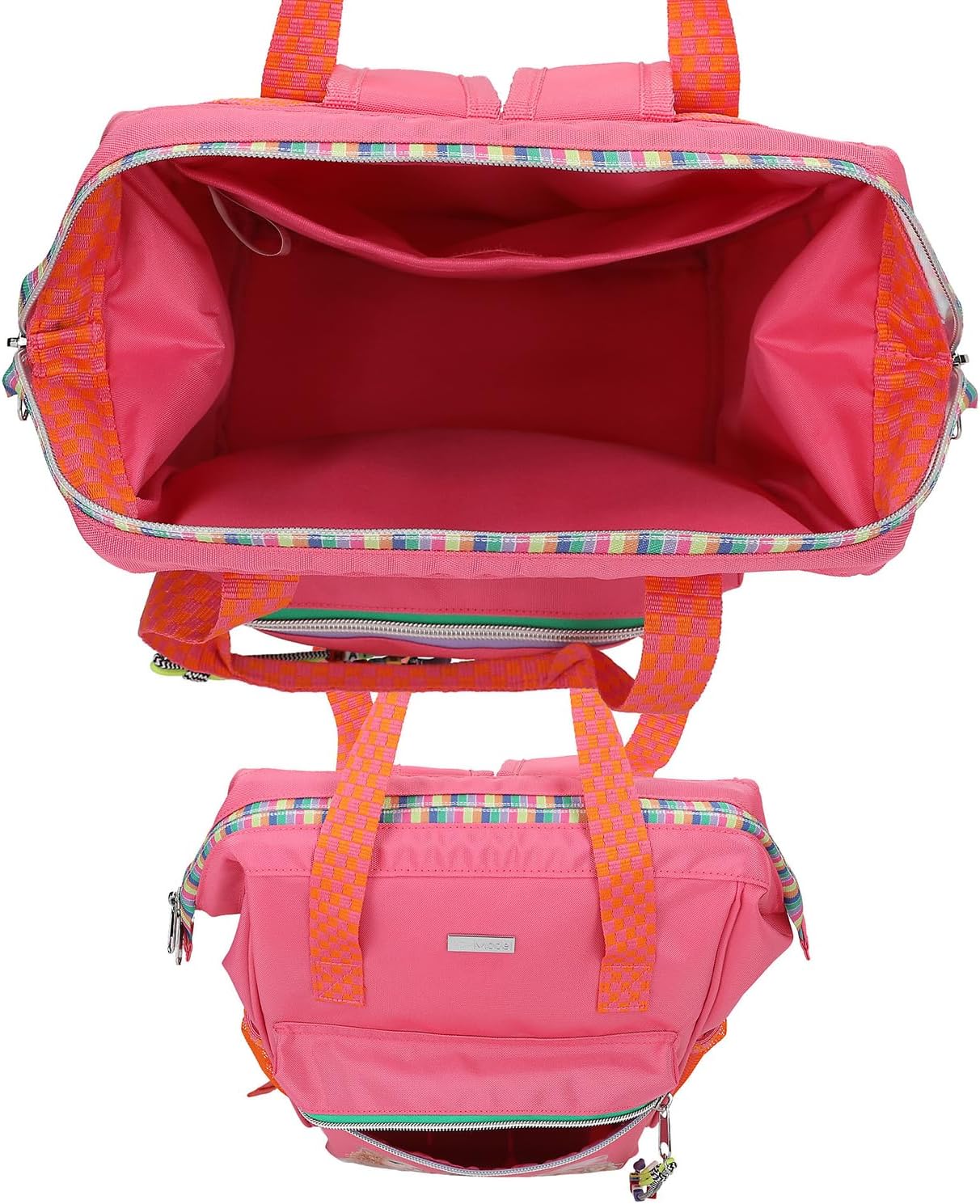 Depesche 12911 TOPModel Joy Backpack in Pink and Orange, with Model Motif and Colourful Details, Bag with Adjustable Straps