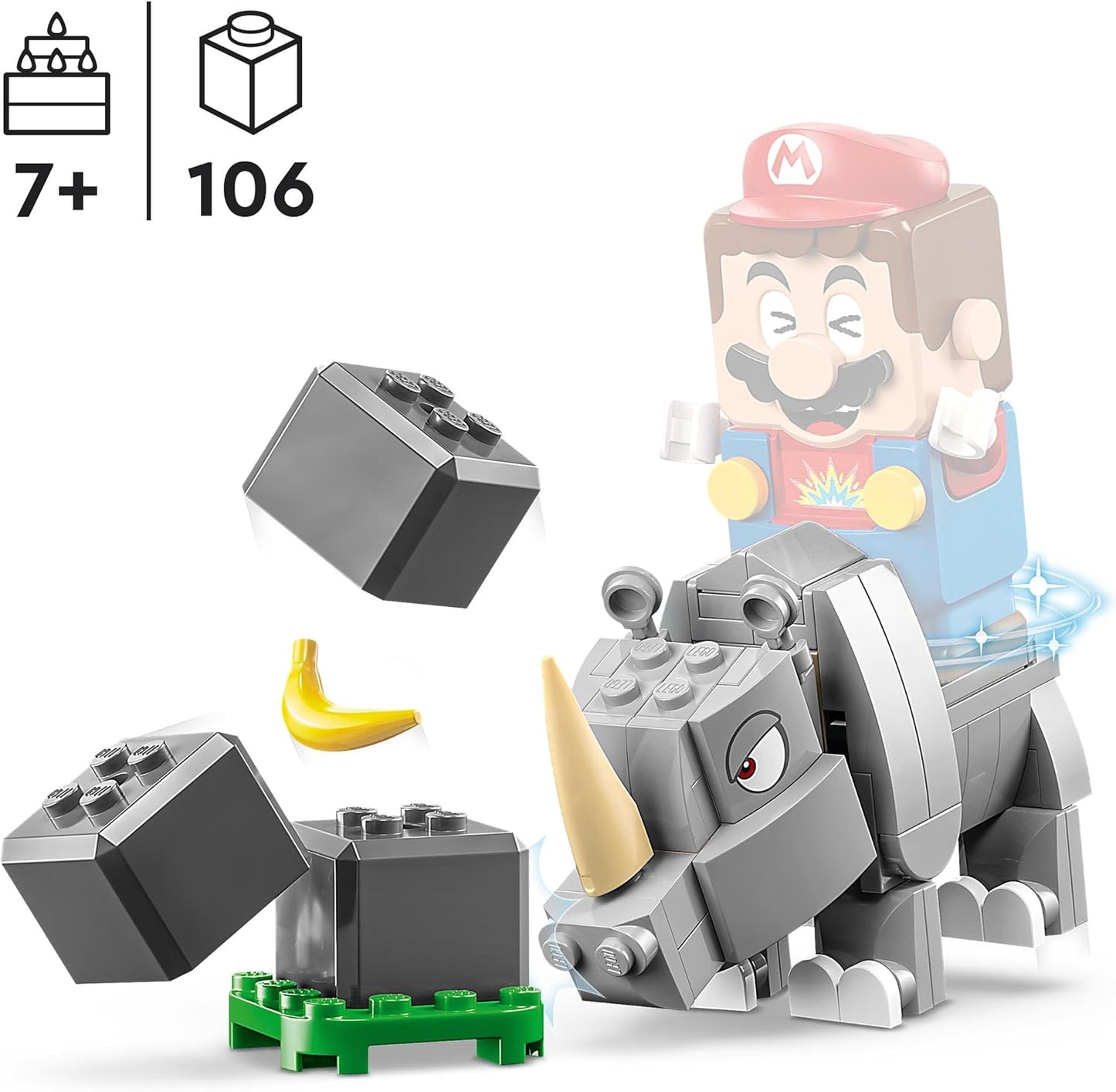 LEGO Super Mario Rambi the Rhino Expansion Set, Rhino Animal Toy Figure, Small Gift to Combine with a Starter Set 71420