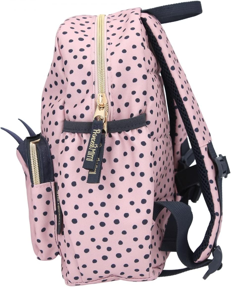 Depesche 11915 Princess Mimi Backpack in Light Pink, Polka Dot Pattern, a Cat Face and Small Ears, Daypack with Main Compartment, Front Pocket, Padded Straps and a Plush Charm, black, Rucksack