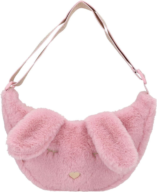 Depesche 12866 Princess Mimi Bunny Ballet Small Shoulder Bag in Pink with Plush Rabbit Ears and Face Bag with Adjustable Shoulder Strap