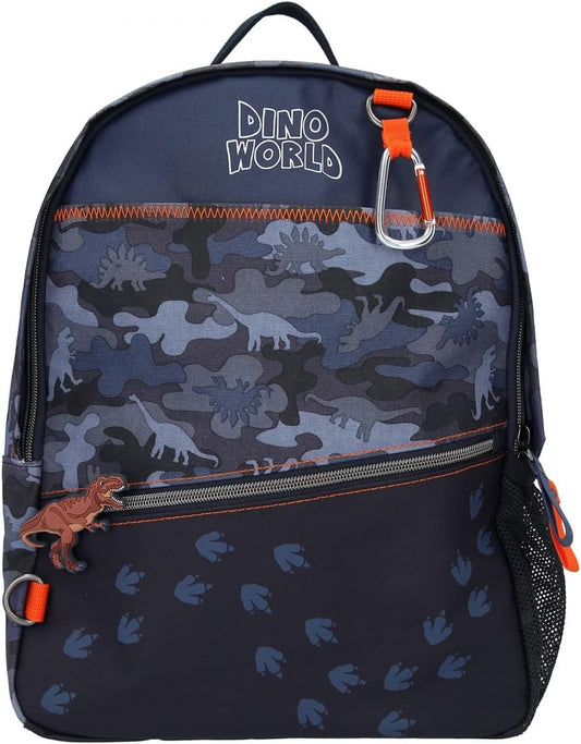 Depesche 11861 Dino World T-Rex Children's Backpack with Dinosaur Motif, Approx. 36 x 28 x 12 cm, with Spacious Main Compartment, Front Compartments, Side Pocket and Chest Strap, black, Rucksack