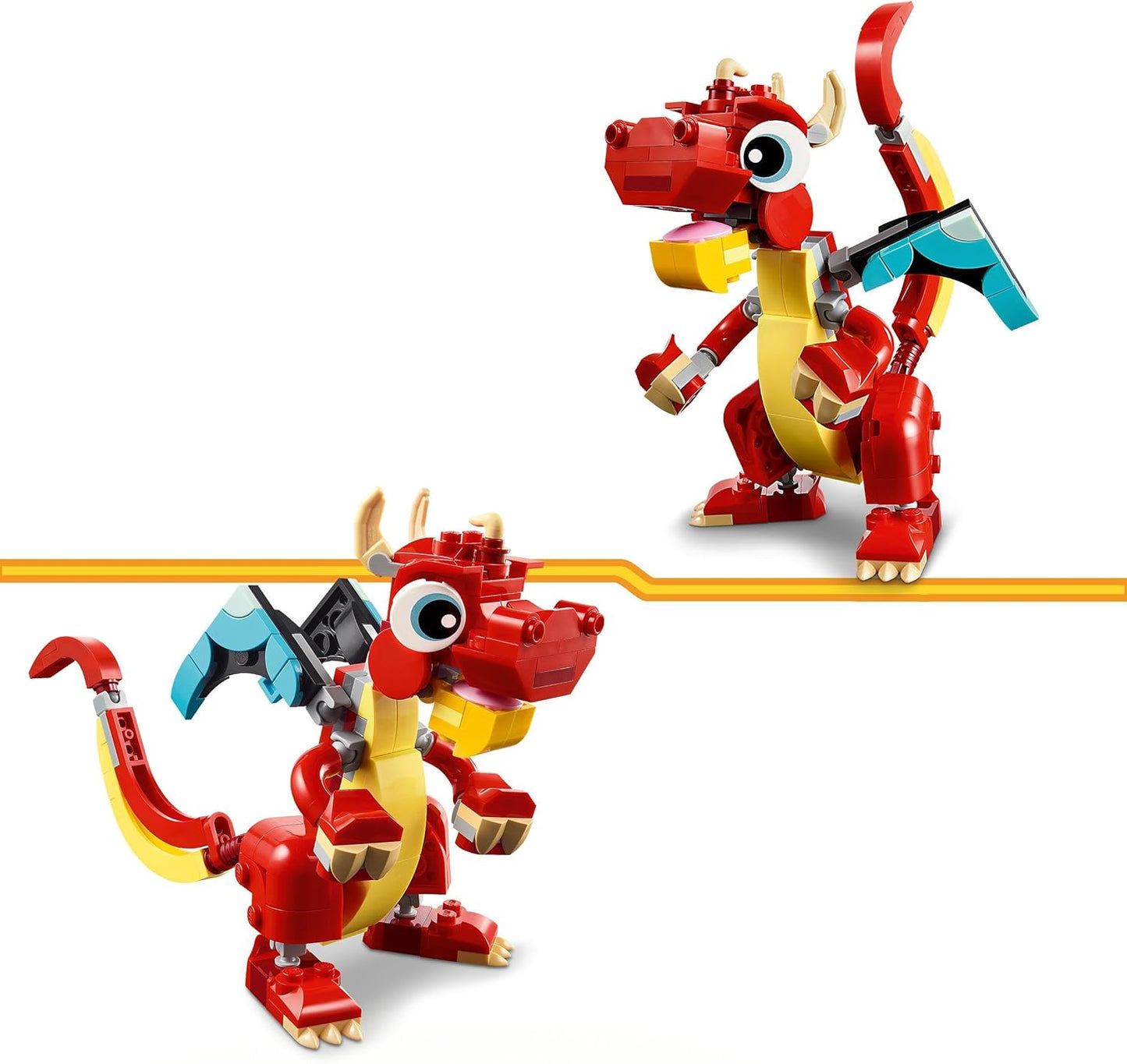 LEGO Creator 31145 3-in-1 Red Dragon, Toy with 3 Animal Figures Including Red Dragon, Fish and Phoenix, Animal Set for Children, Gift for Boys and Girls from 6 Years