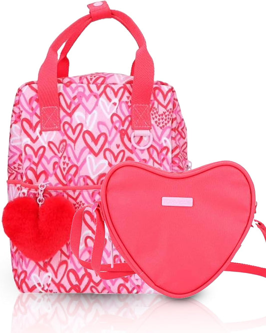 Depesche TOPModel One Love + TopModel Backpack Heart Shape One Love - Perfect Accessory Duo with Charming Heart Design for School and Everyday Life, Ideal for Stylish Girls, multicoloured