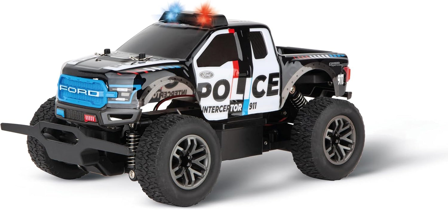 Carrera RC Ford F-150 Raptor Police I 2.4GHz I Original License I LED Police Light I High Speed up to 25 km/h I Digital Proportional Driving and Steering I Full Suspension Vehicle I LiFePo4 Battery