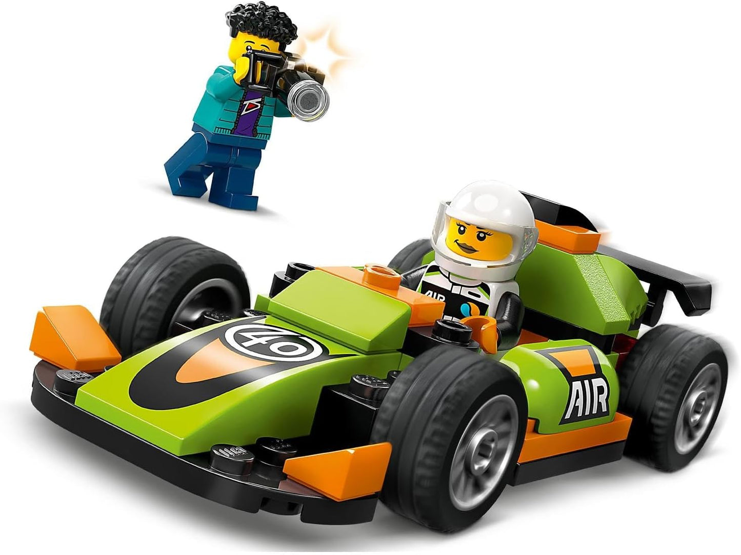 LEGO City Racing Car, Toy Racing Car, Classic Sports Car, Gift for Children, Car Construction Set for Boys and Girls from 4 Years with 2 Mini Figures, Including A Photographer and a Racer 60399