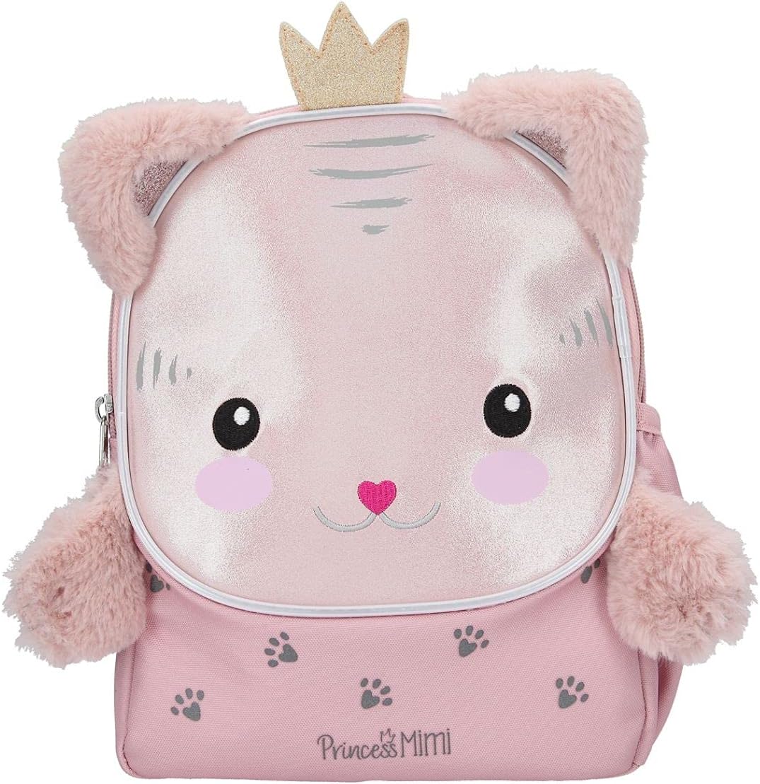 Depesche 11466 Princess Mimi Backpack Cat Lou Children's Backpack with Fluffy Soft Plush Ears and Paws, Approx. 26 x 21 x 10 cm