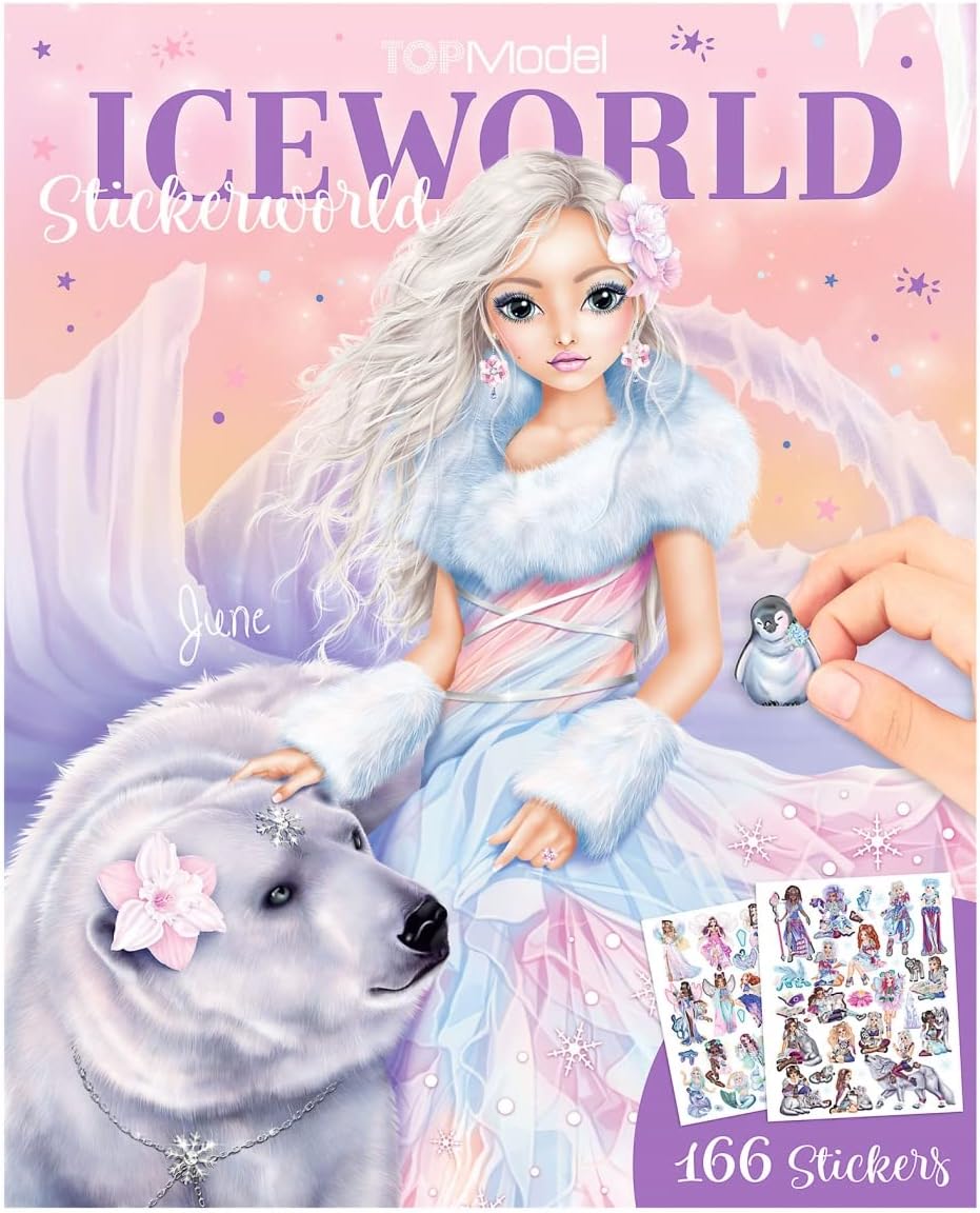 Depesche 12061 TOPModel Iceworld Sticker Book with 20 Pages of Beautiful Winter Landscapes to Design Yourself, Includes 3 Double Pages Full of Stickers, Approx. 26 x 21 x 0.5 cm