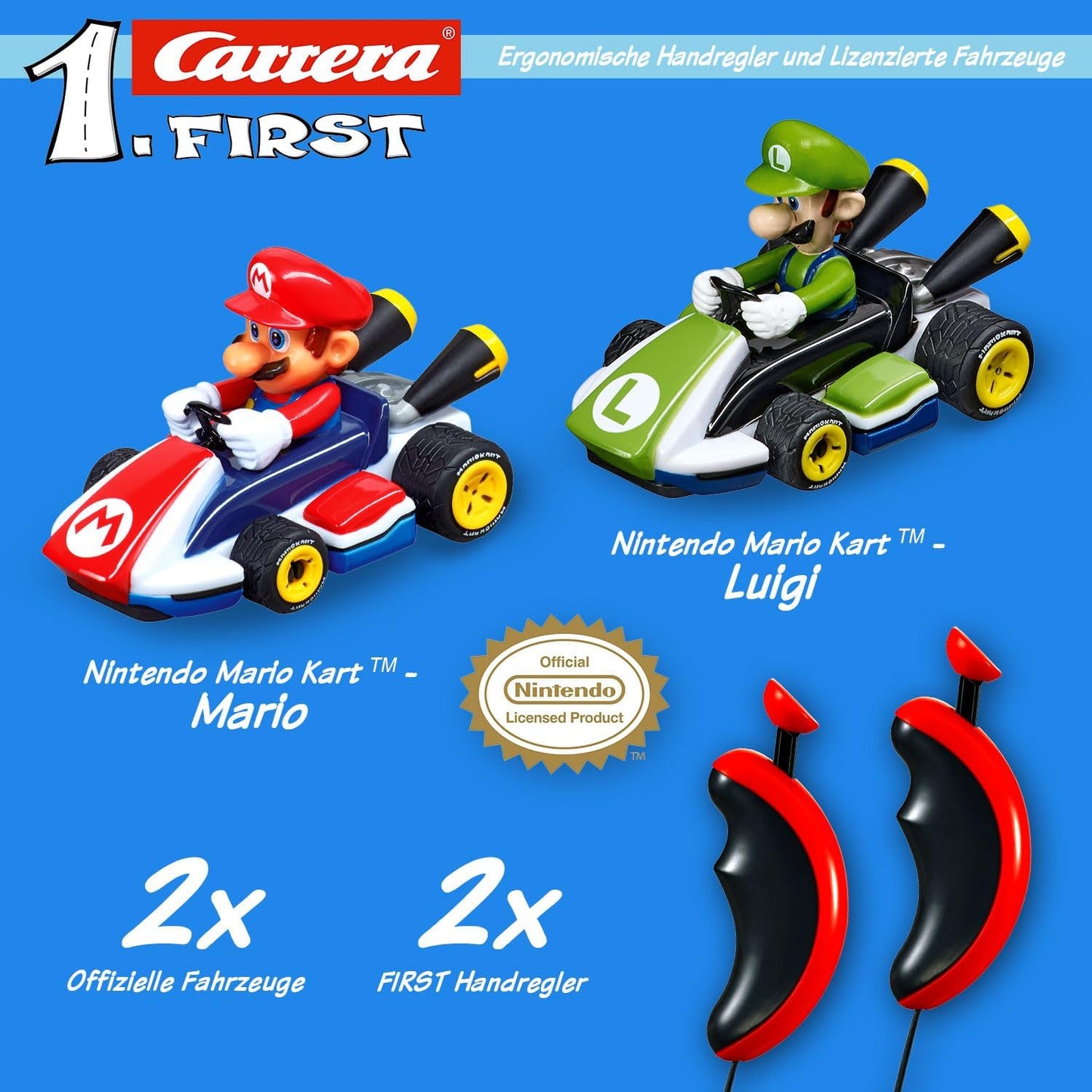 Carrera FIRST Mario Kart™ Racetrack, Super Mario™ vs. Luigi Flip Elements, 2.9 m Race Track, from 3 Years, Battery Operated