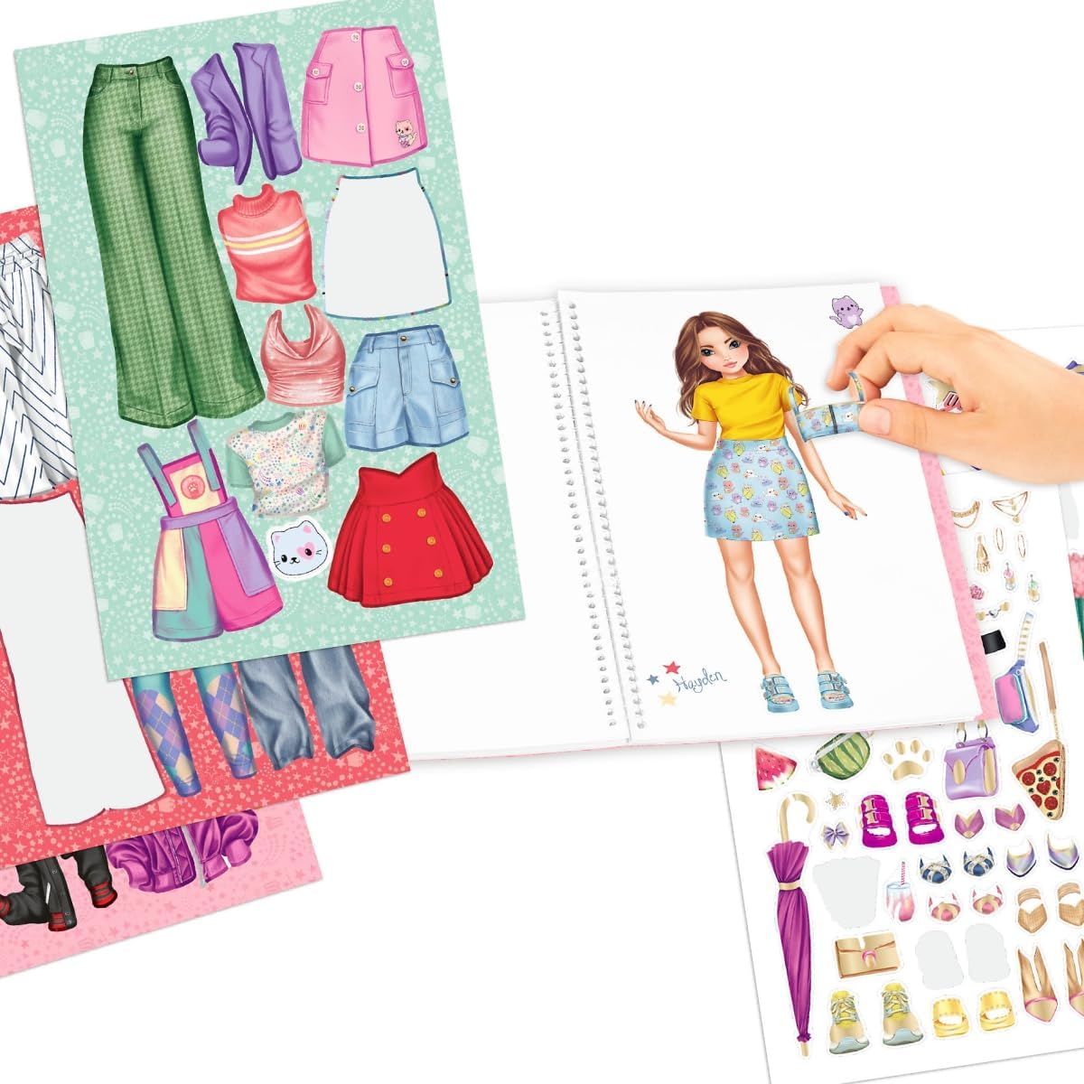 Depesche 12433 TOPModel Cutie Star Dress Me Up Sticker Book with 24 Pages to Create Chic Outfits, Colouring Book with 7 Sticker Sheets, Black