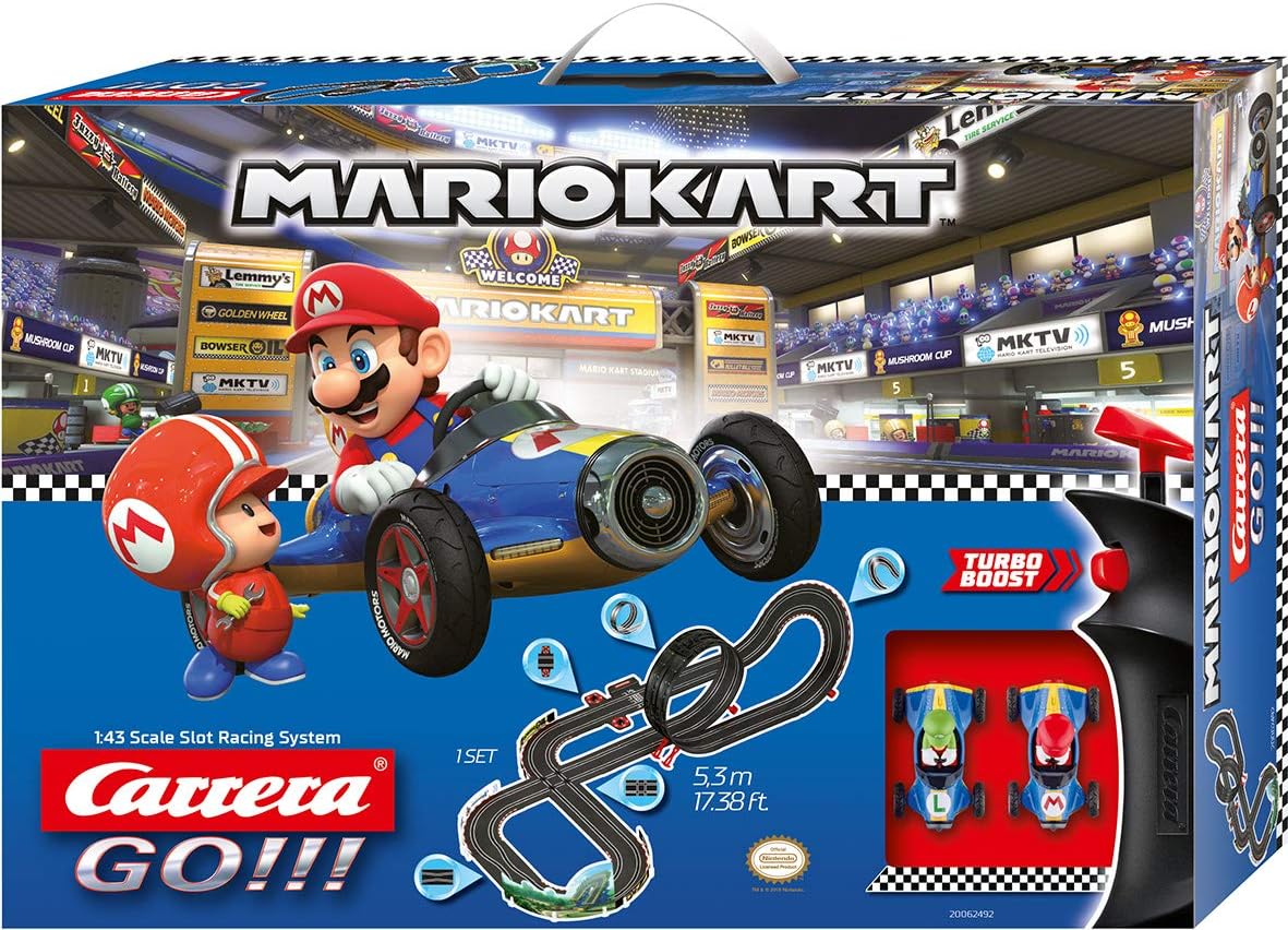 Carrera Go!!! Nintendo Mario Kart Mach 8 Race Track Set | 5.3 m Electric Carrera Track with Mario & Luigi Toy Cars | with 2 Hand Controls & Track Parts | Toy for Children from 6 Years