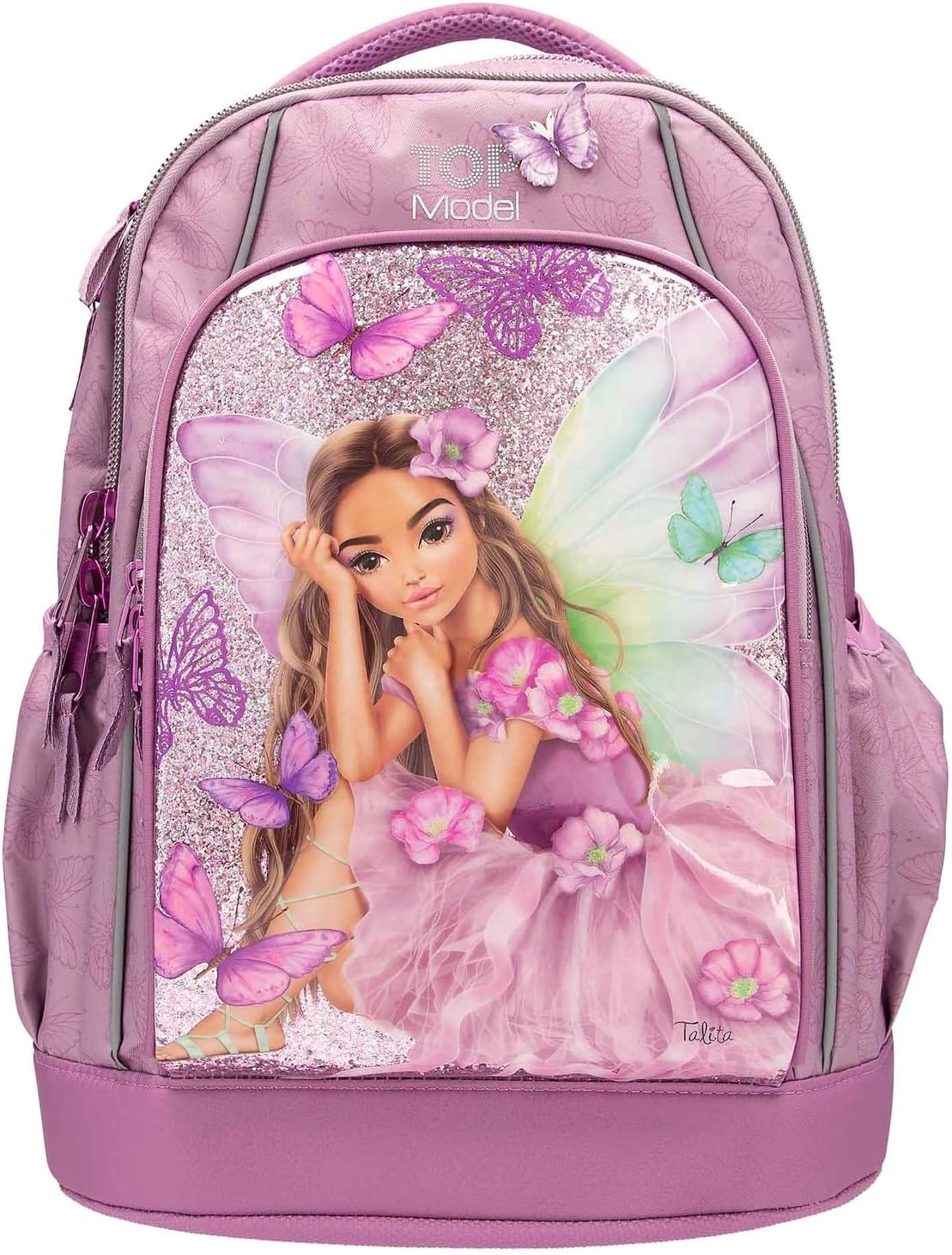 Depesche 12780 TOPModel Fairy Love School Backpack in Mauve with Model Motif and Butterflies, School Bag with Adjustable Straps