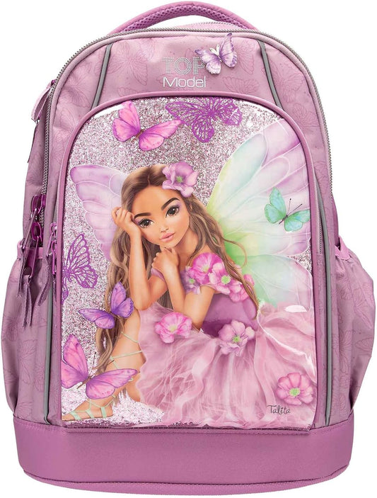 Depesche 12780 TOPModel Fairy Love School Backpack in Mauve with Model Motif and Butterflies, School Bag with Adjustable Straps