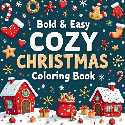 Bold & Easy Cozy Christmas Coloring Book: 50 Designs for Adults & Teens with Holiday Scenes, Cute Christmas Characters and Winter Magic